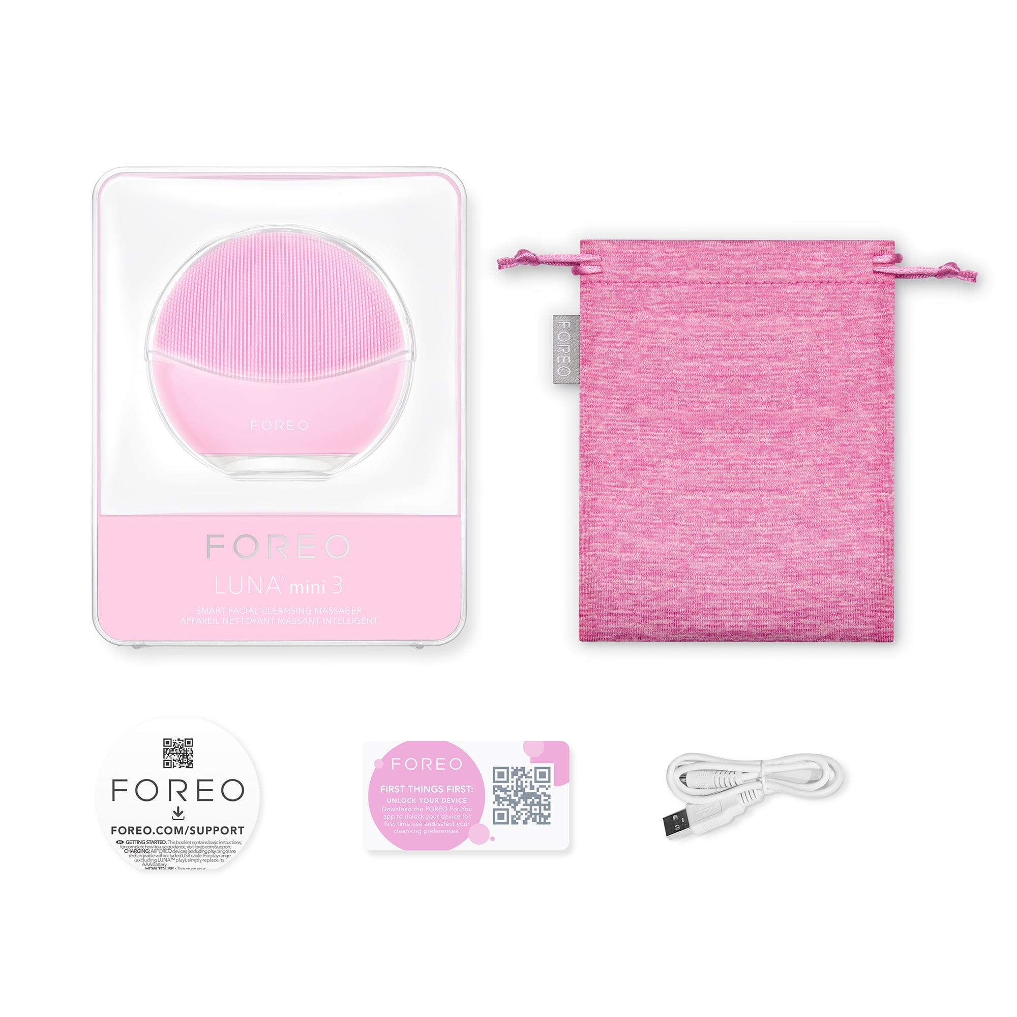 FOREO LUNA MINI 3 Facial Brush Pearl Pink for Gentle Cleansing