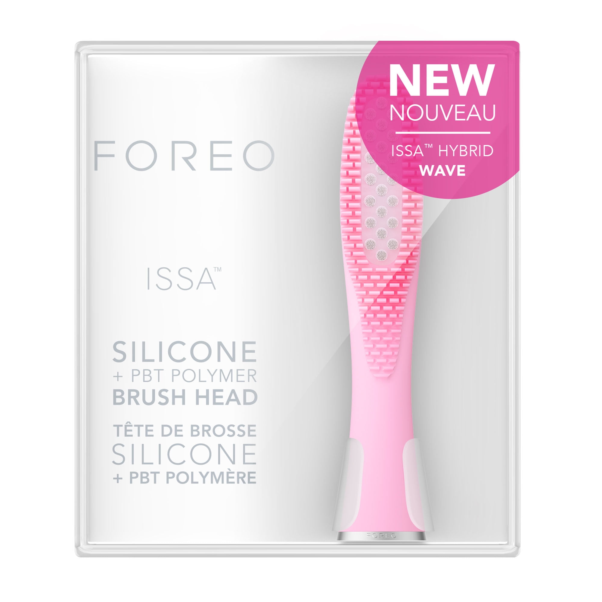 FOREO ISSA Hybrid Wave Brush Head in Pearl Pink for Gentle Hair Care