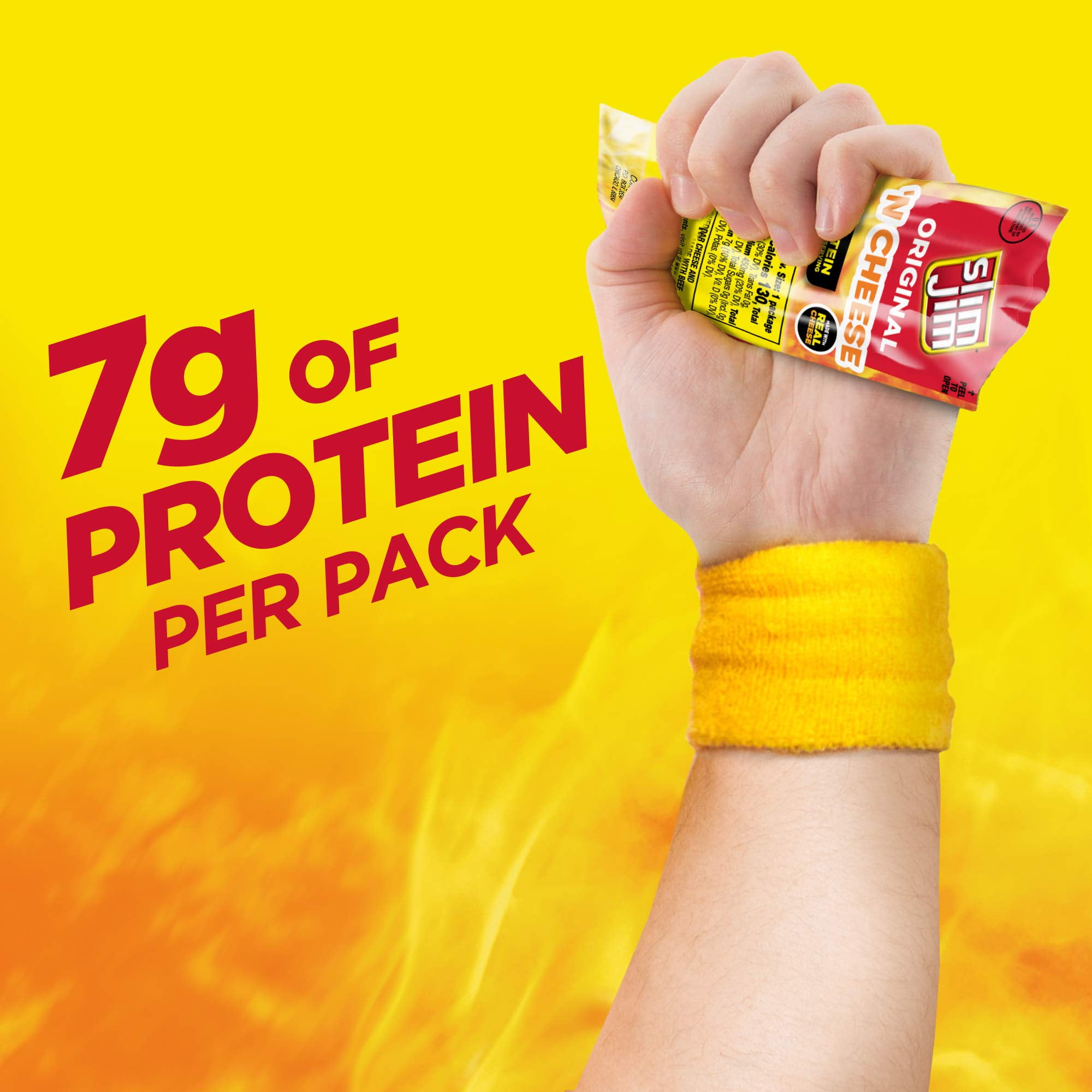 Slim Jim Beef N STF9 Cheese Smoked Meat Sticks Mild Flavor 17g Protein Per Serving 3.0 oz 18 Count