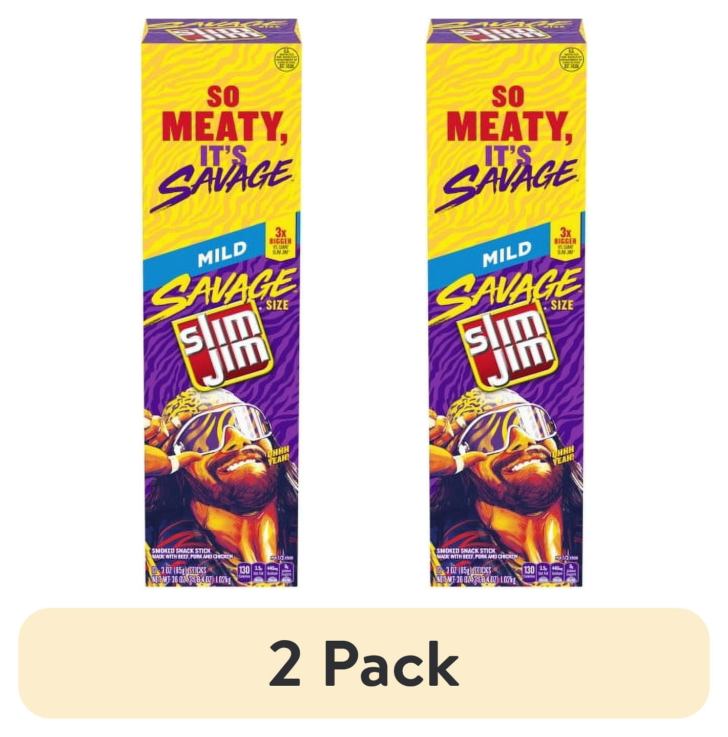 SLIM JIM SAVAGE MILD 3 OZ PACK OF 12 - 2 PACK FOR SPICY SNACK LOVERS