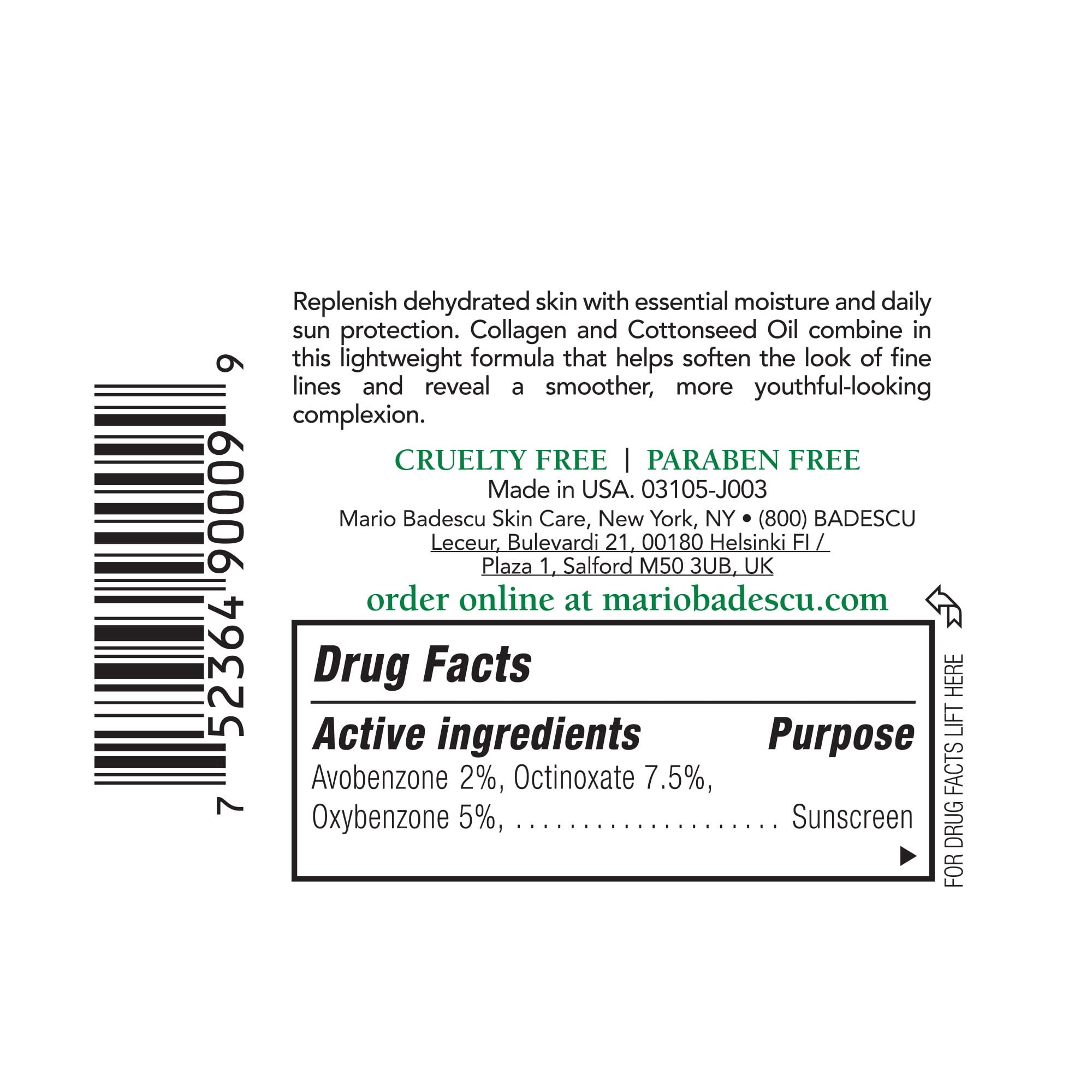 Mario Badescu Anti Aging Collagen Moisturizer Fragrance Free SPF 15 2 oz