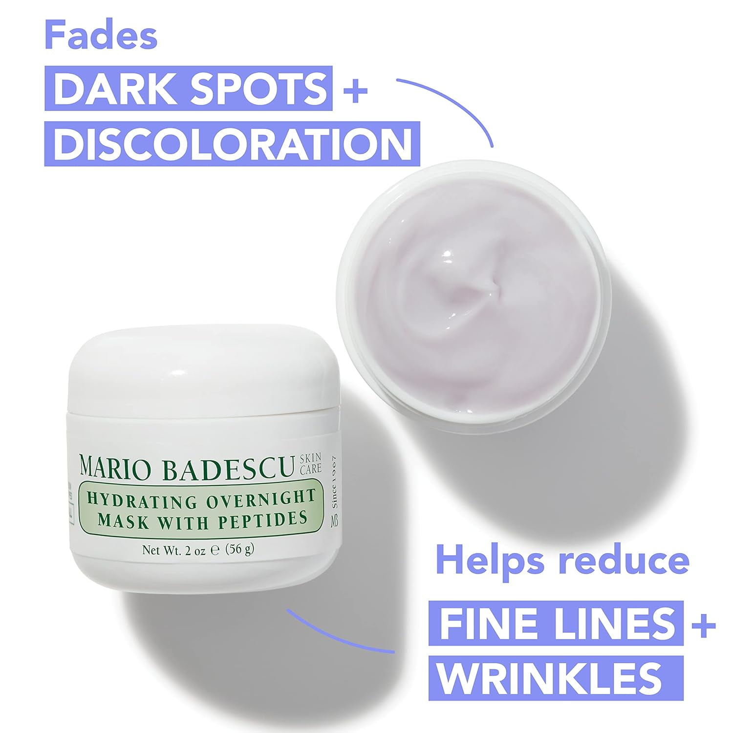 Mario Badescu Hydrating Overnight Facial Mask Peptides Skin Care 2 oz