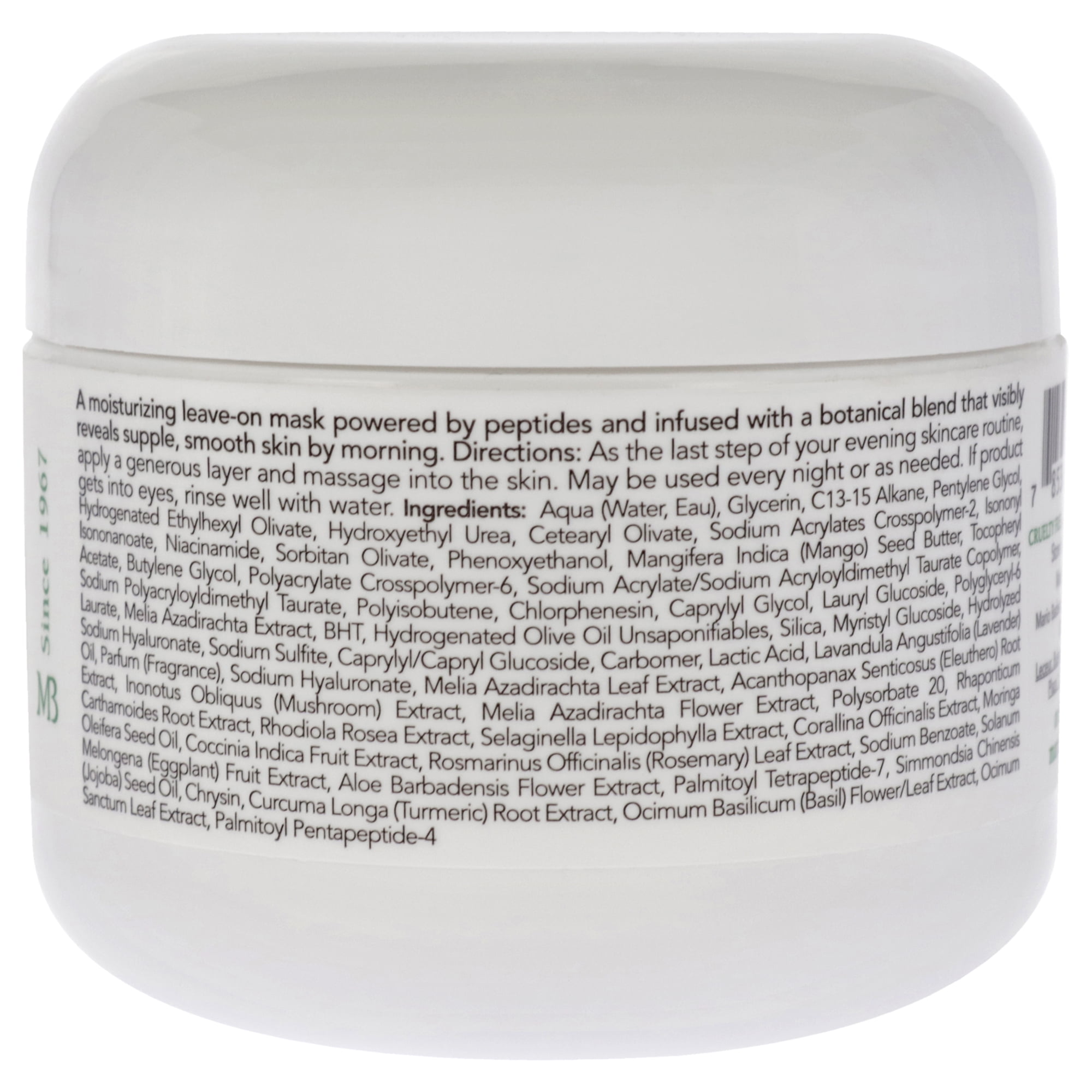 Mario Badescu Hydrating Overnight Facial Mask Peptides Skin Care 2 oz