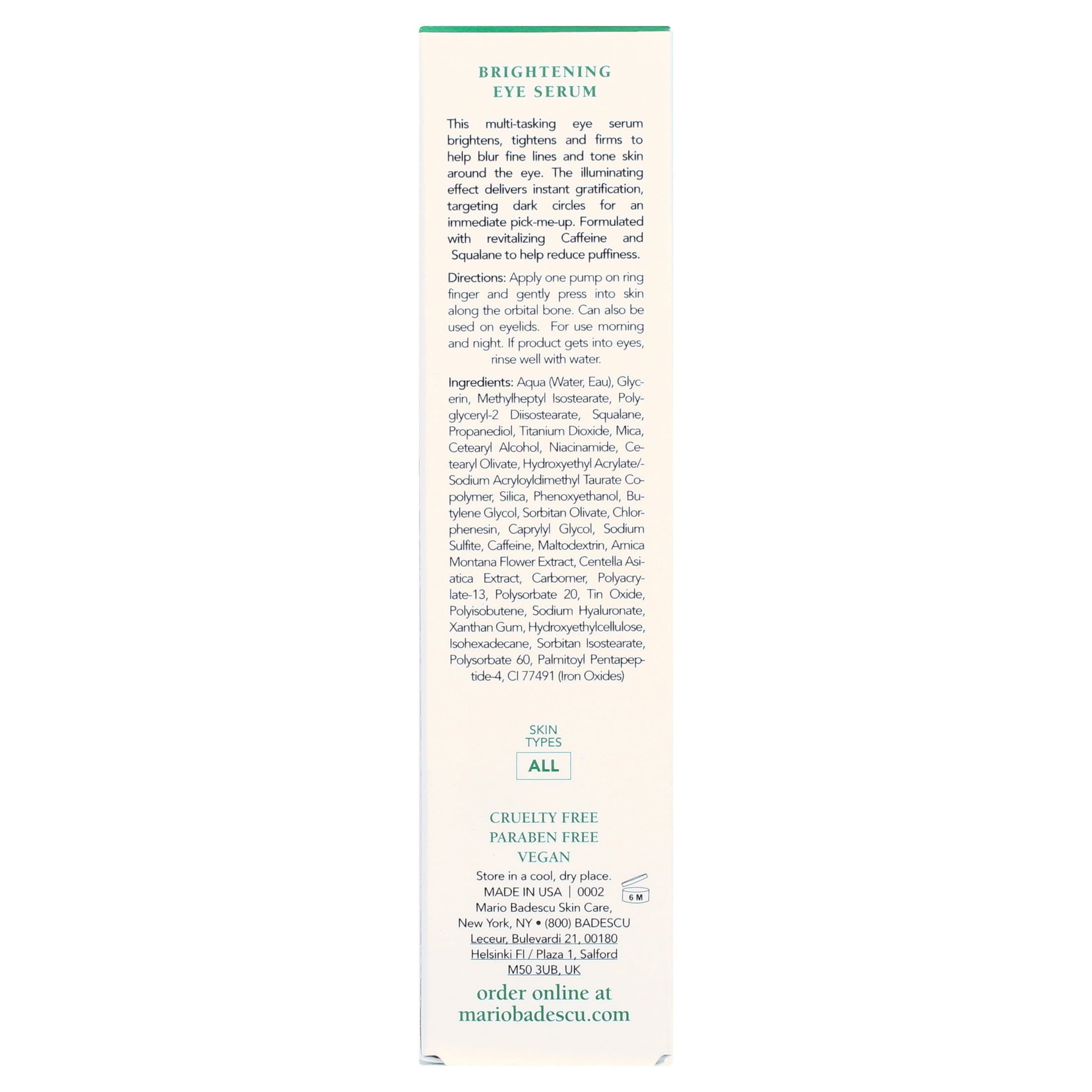 Mario Badescu Brightening Under Eye Facial Serum Skin Care 14g 0.5oz
