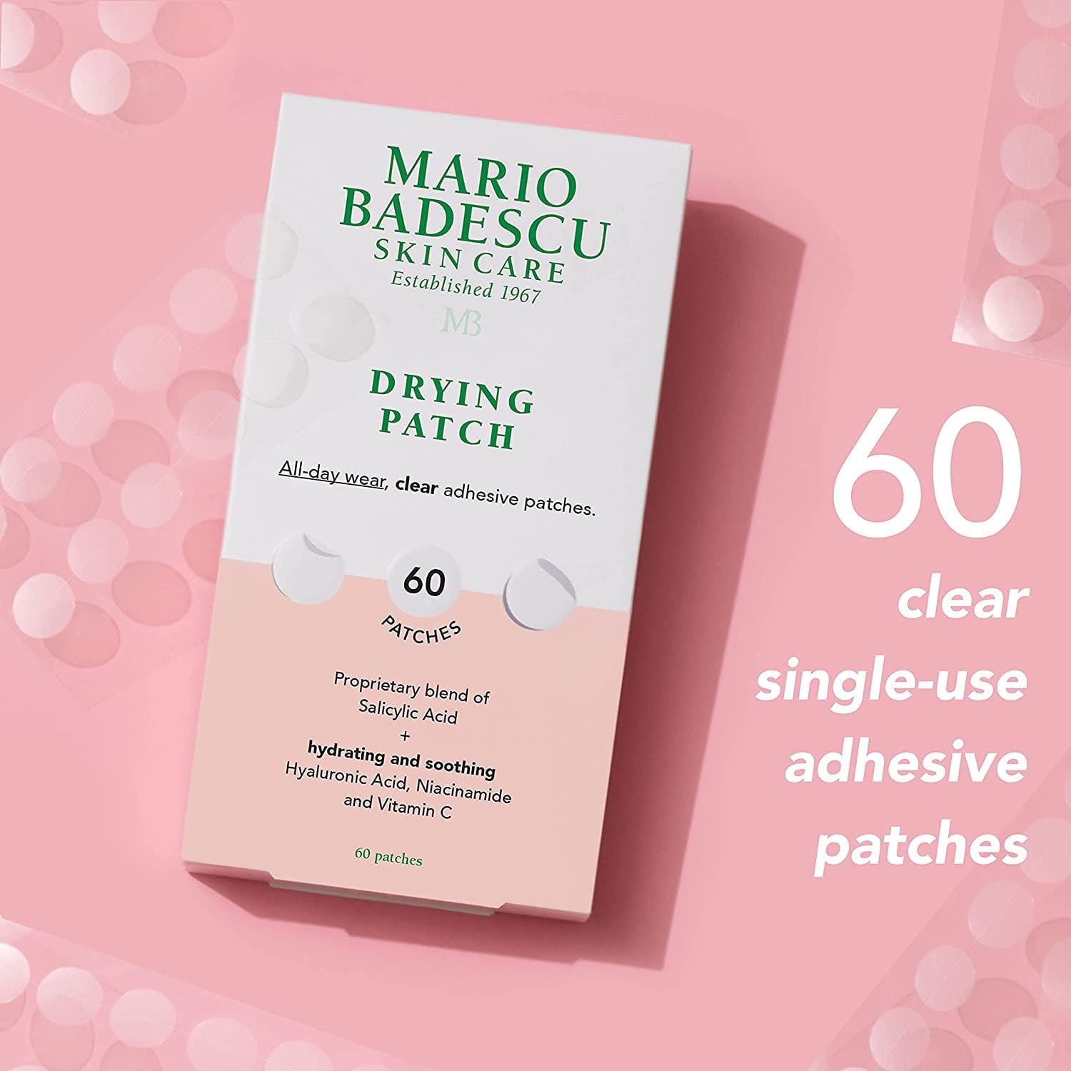Mario Badescu Drying Patch 60 Piece Clear Invisible Day Night Blemish Whiteheads