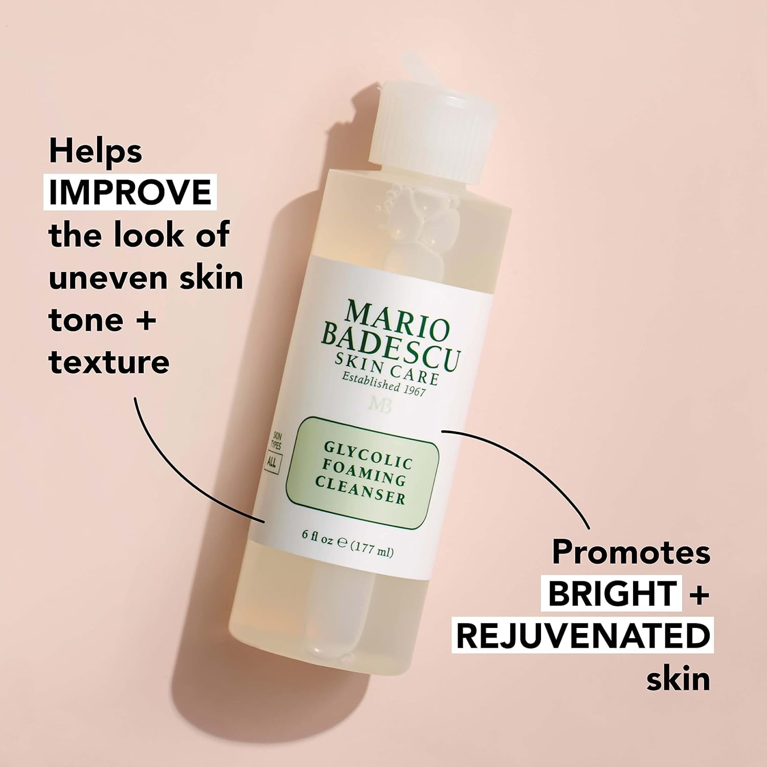 Mario Badescu Glycolic Foaming Cleanser 6 fl oz for Brighter Skin