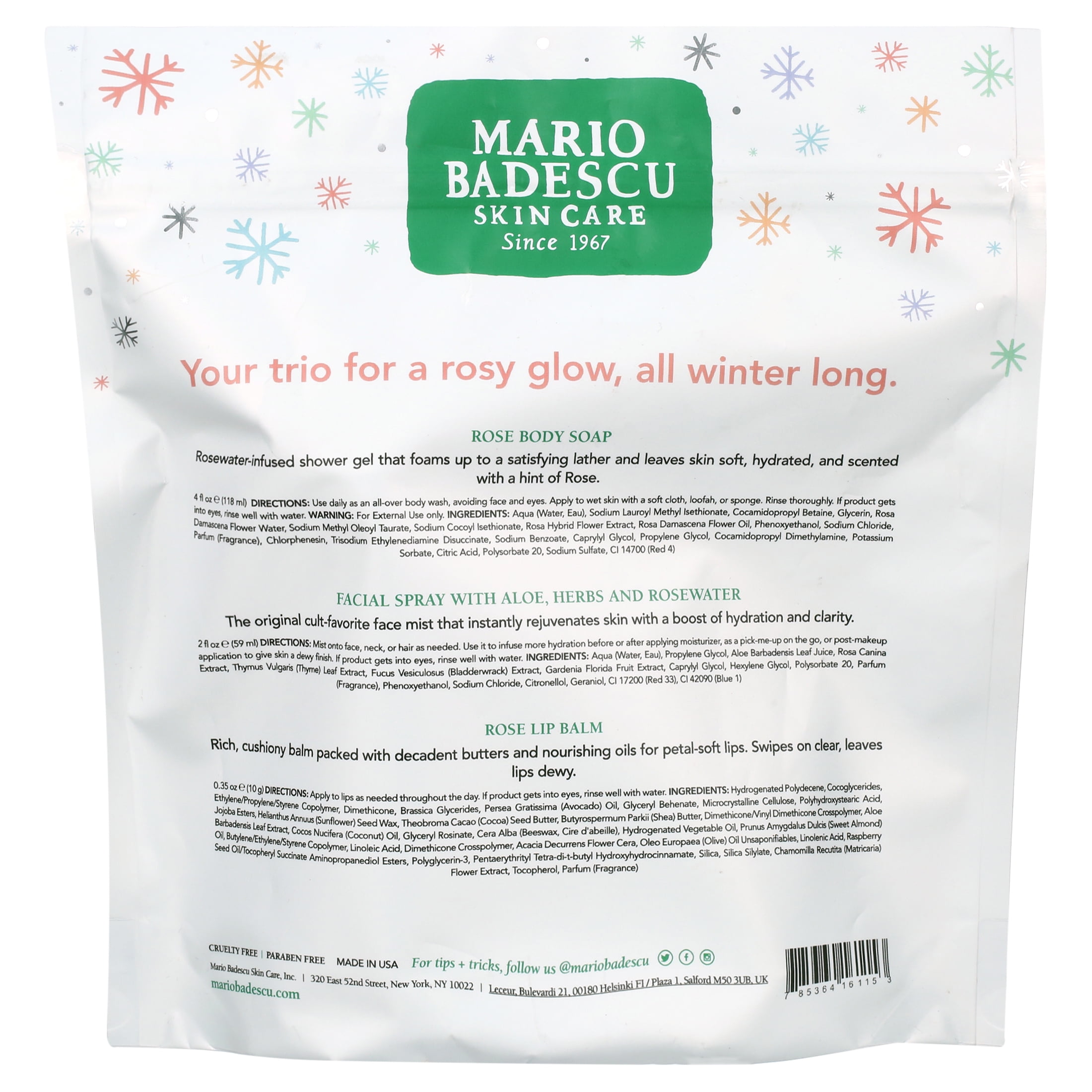 Mario Badescu Rose Winter Essentials Trio Holiday Gift Set
