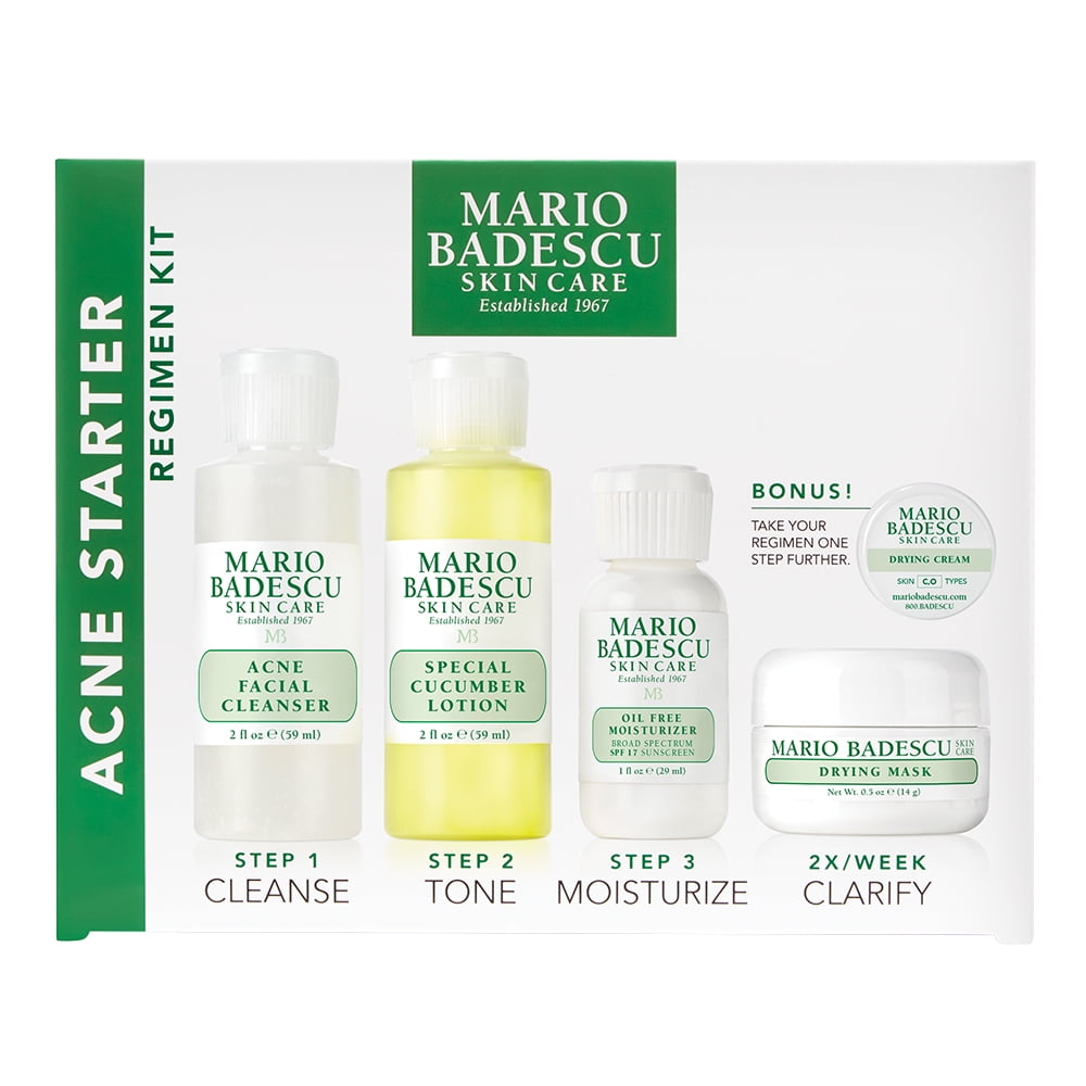 Mario Badescu Acne Starter Regimen Kit 5 Piece Set for Clear Skin