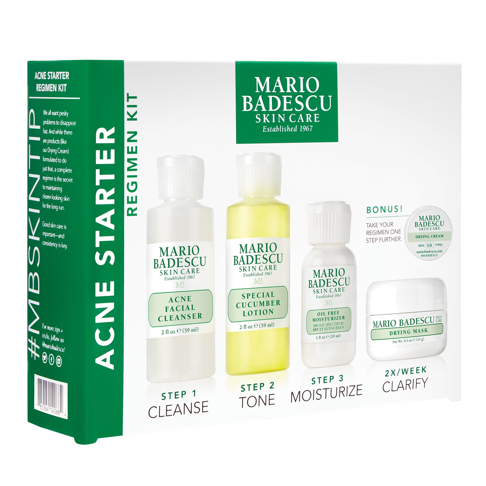 Mario Badescu Acne Starter Regimen Kit 5 Piece Set for Clear Skin