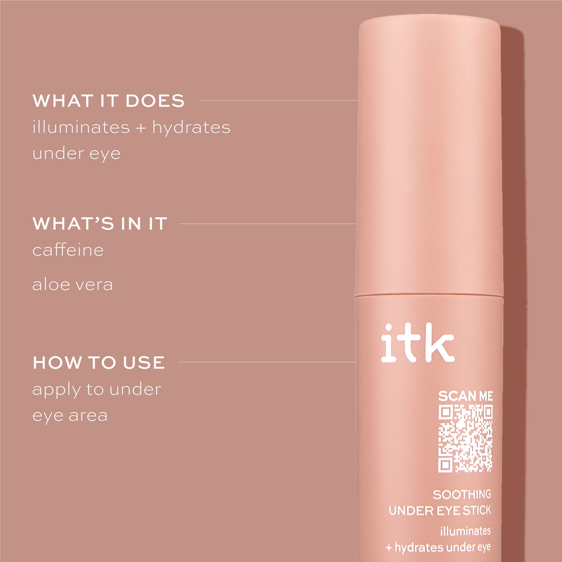 ITK Skincare Soothing Under Eye Serum Stick Hydrates Brightens All Skin Types 0.35 oz