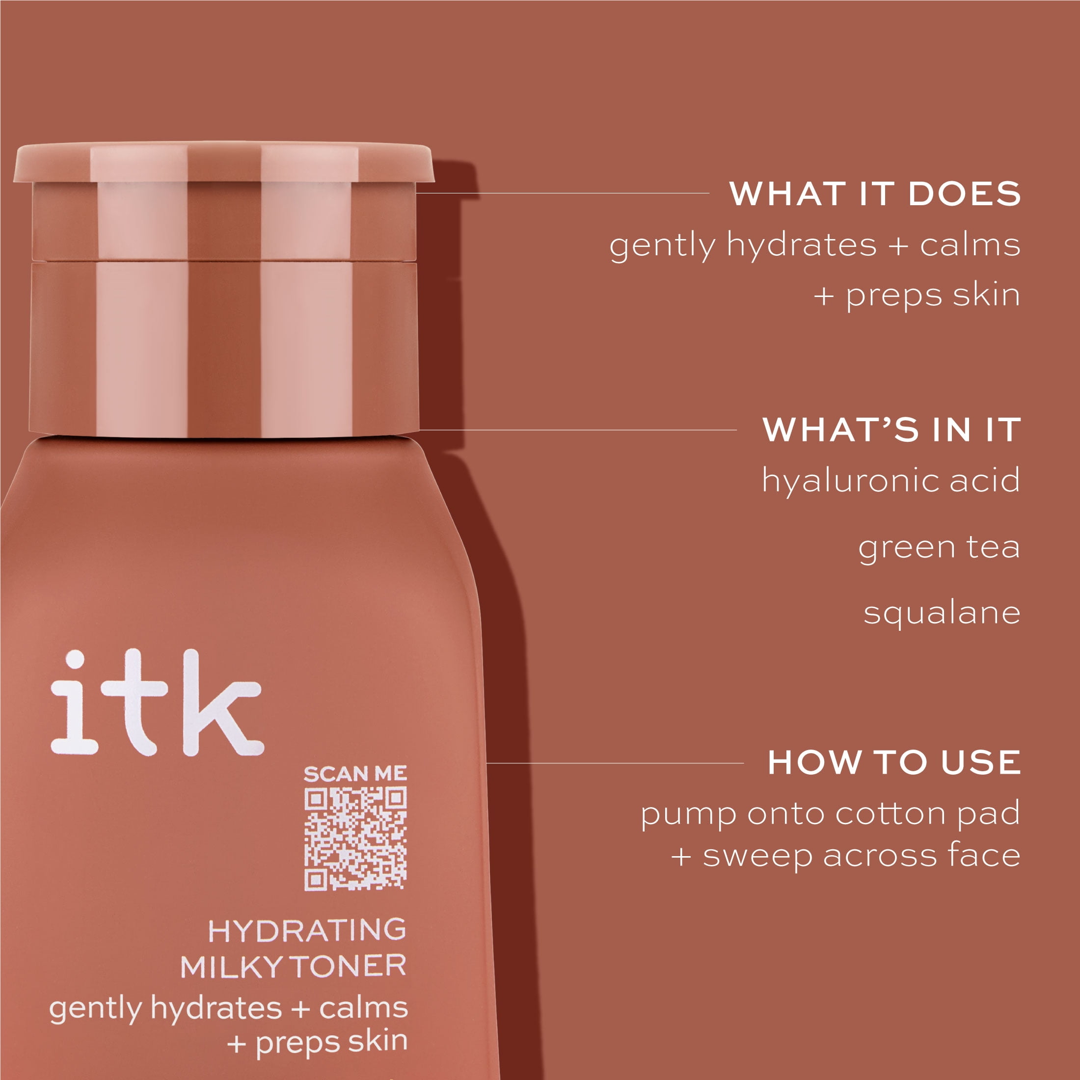 ITK Skincare Hydrating Milky Face Toner Hyaluronic Acid Squalane All Skin Types 5 oz