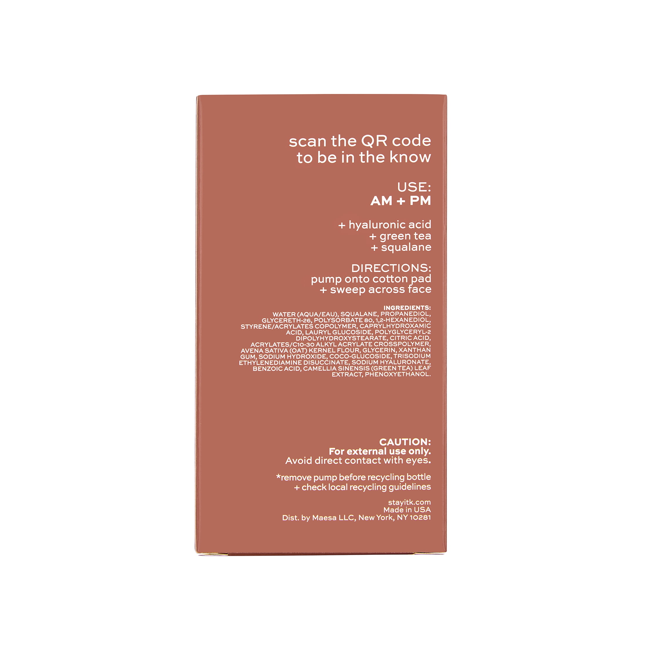ITK Skincare Hydrating Milky Face Toner Hyaluronic Acid Squalane All Skin Types 5 oz