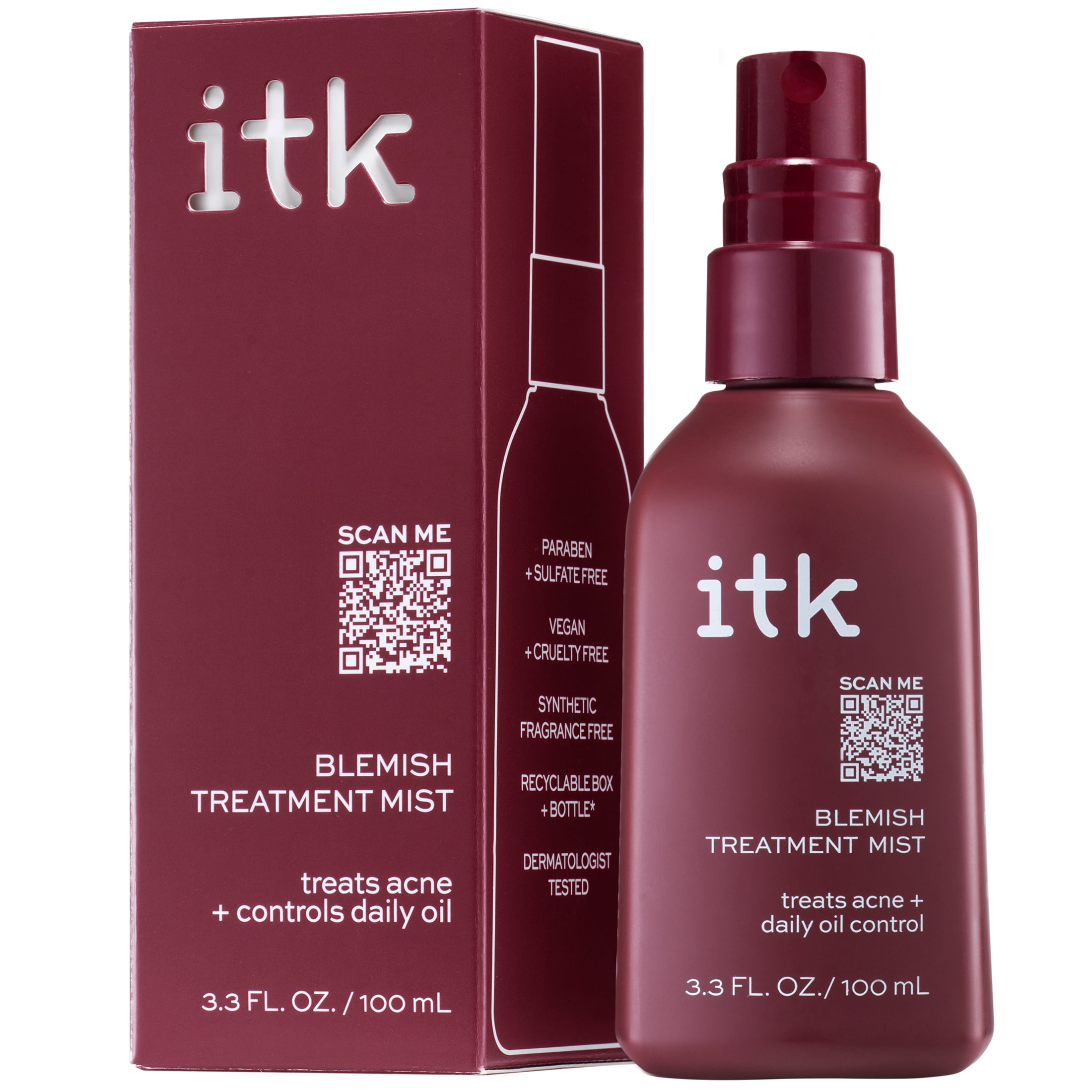 ITK Blemish Mist Acne Treatment Salicylic Acid All Skin Types 3.3 oz