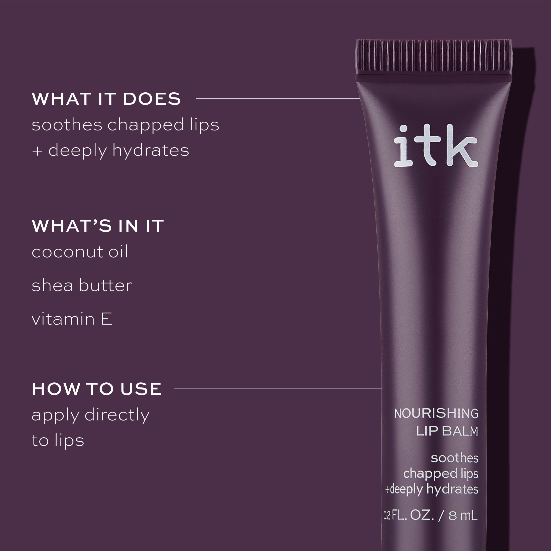 ITK Nourishing Lip Balm with Shea Butter Coconut Oil Vitamin E 2 fl. oz