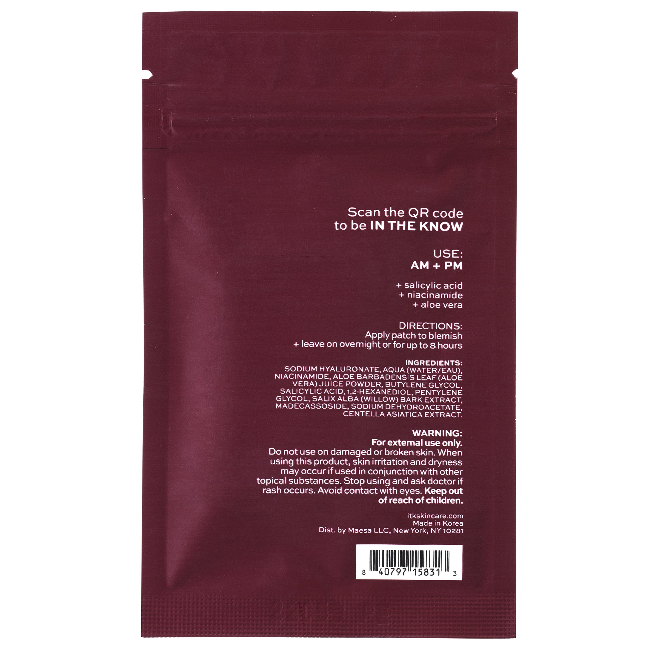 ITK Microneedle Acne Blemish Pimple Patches Salicylic Acid Aloe Vera 6 Count