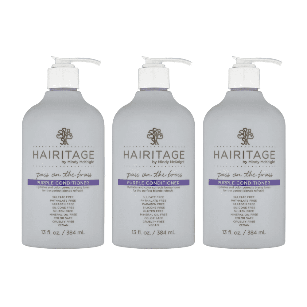 Hairitage Pass On The Brass Purple Conditioner 13 fl oz Pack of 3 for Vibrant Hair Color