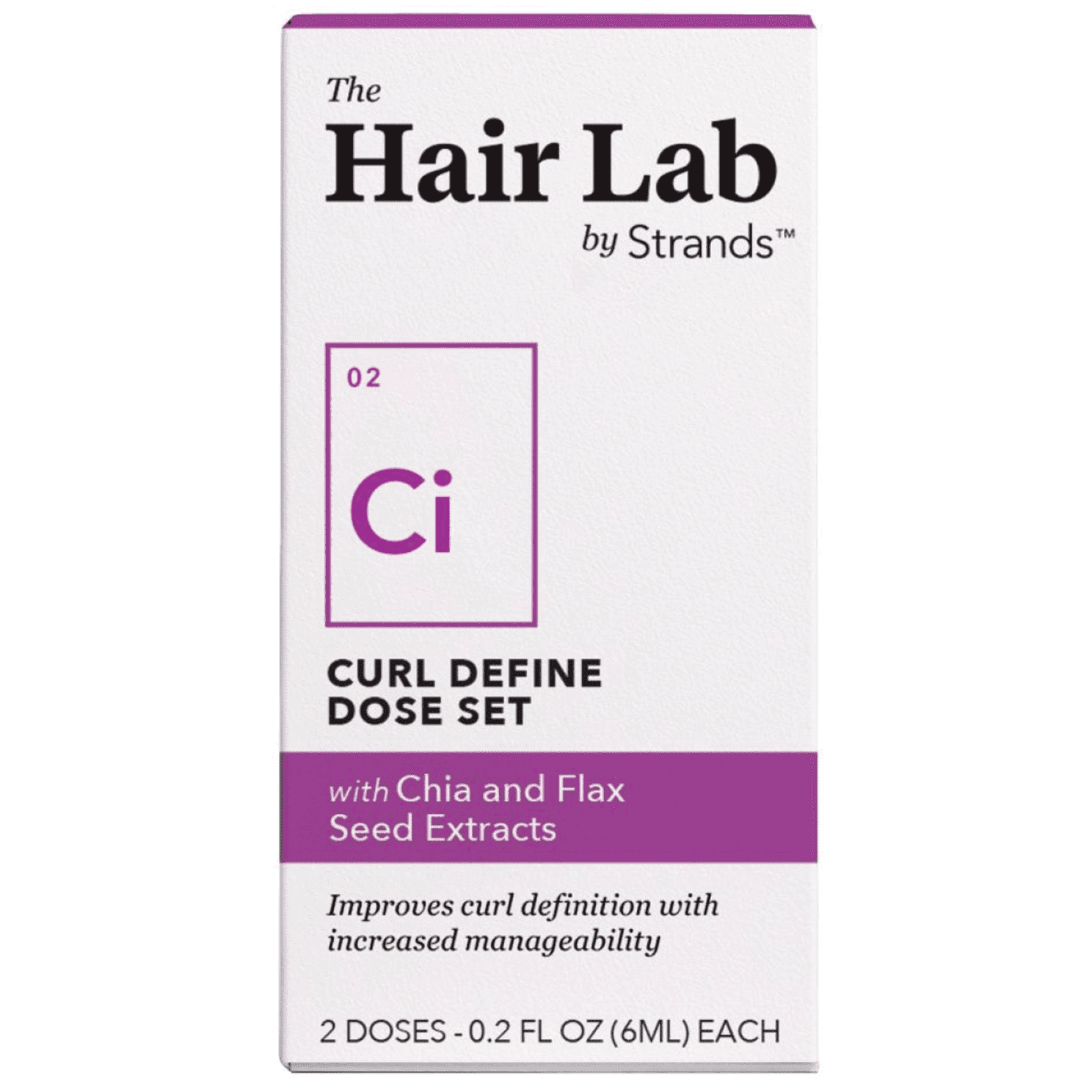 Hair Lab Curl Define Dose Set - Chia & Flax Seed Extracts - Tame Hair - 2 x 0.2 oz