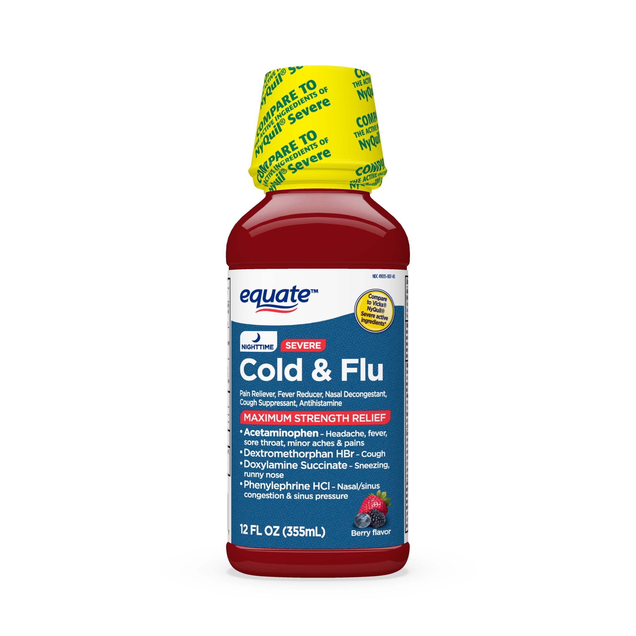Equate Nighttime Severe Cold Flu Relief Max Strength 12 fl oz