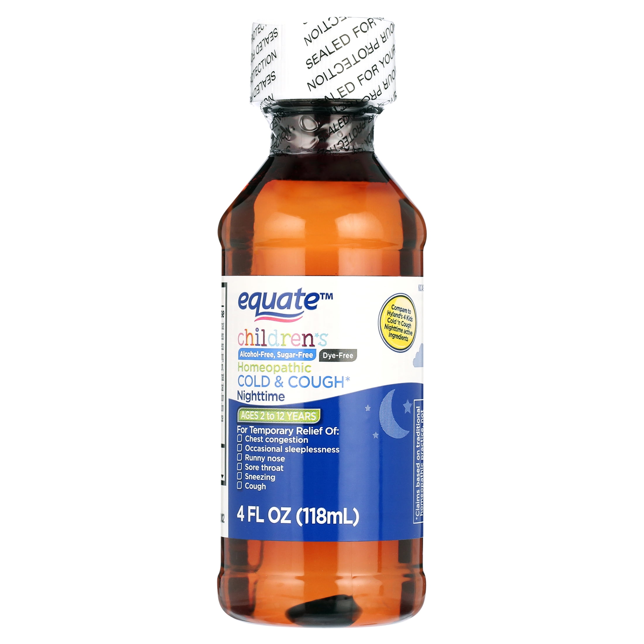 Equate Kids Homeopathic Cold Cough Liquid Twin Pack 4 fl oz for Daytime Nighttime