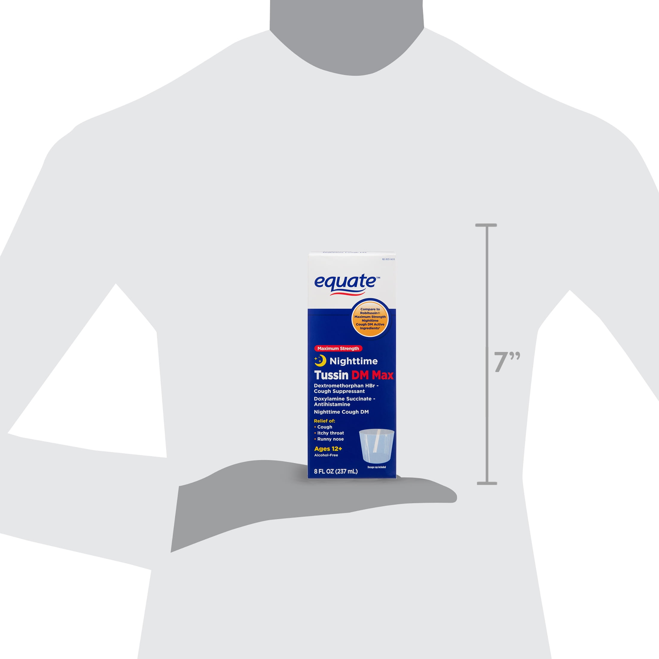 Equate Nighttime Cough Suppressant Tussin DM Max Liquid Allergy Relief 8 fl oz