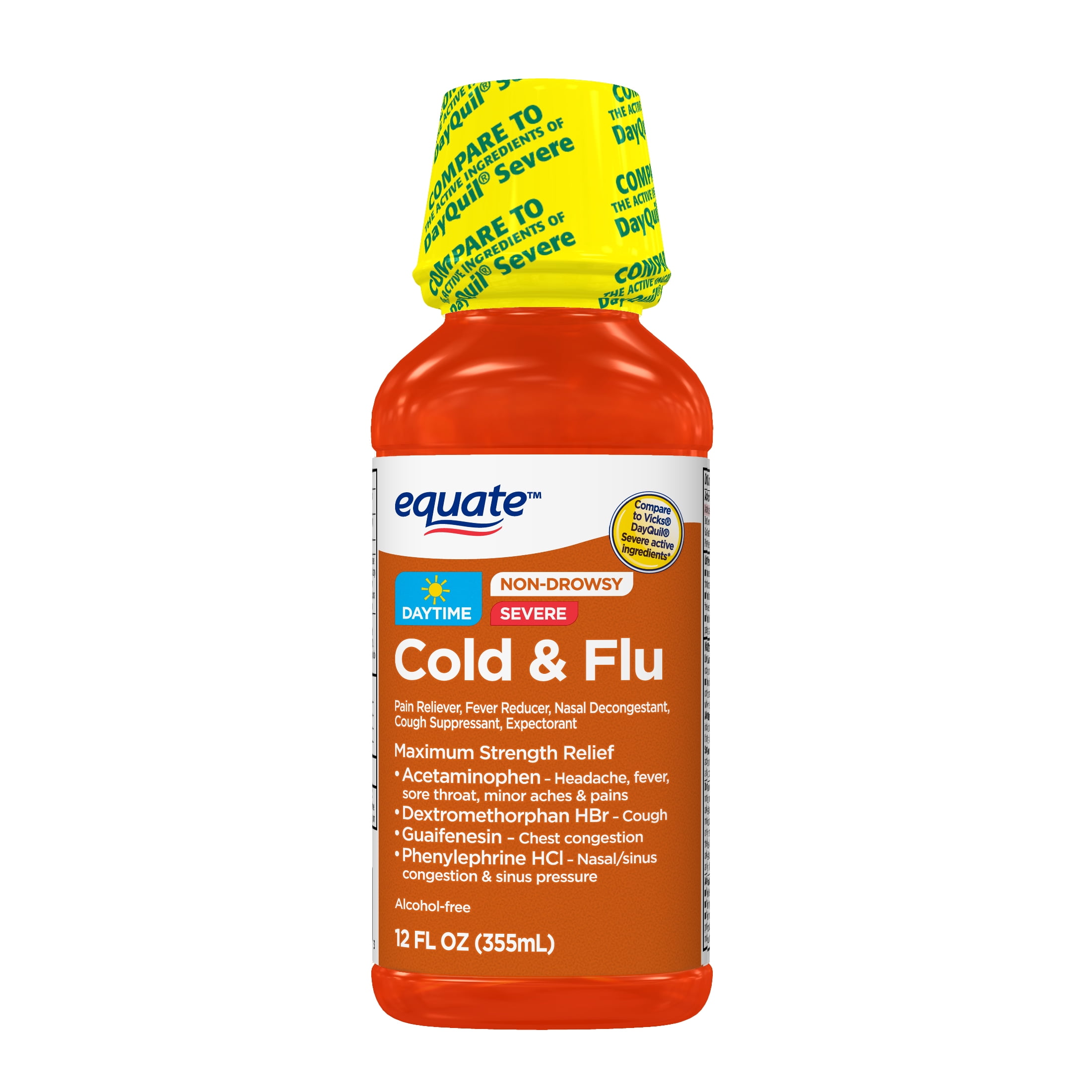 Equate Severe Daytime Cold Flu Relief Original Flavor Liquid 12 fl oz