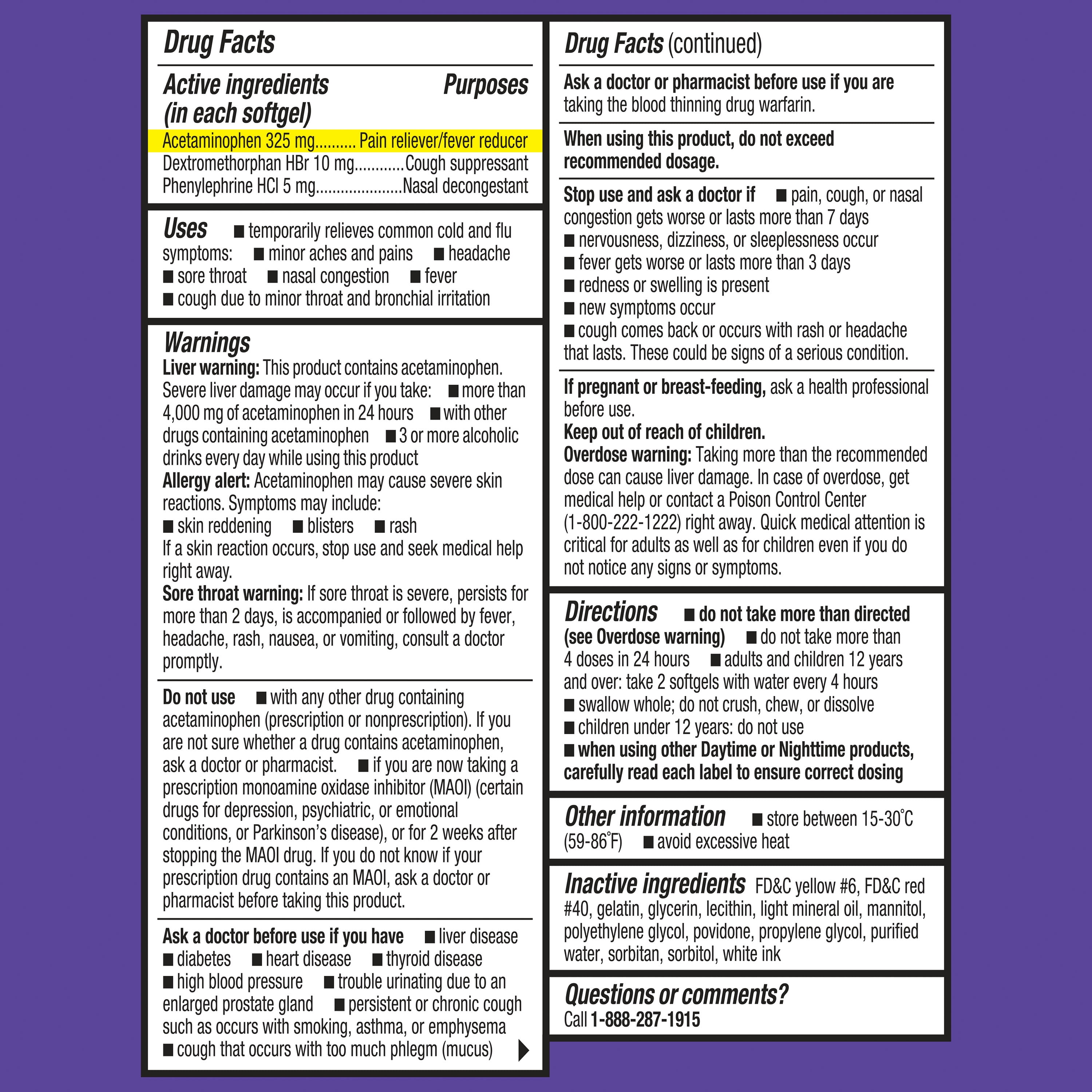 Equate Non Drowsy Cold Flu Multi Symptom Relief Softgels 48 Count
