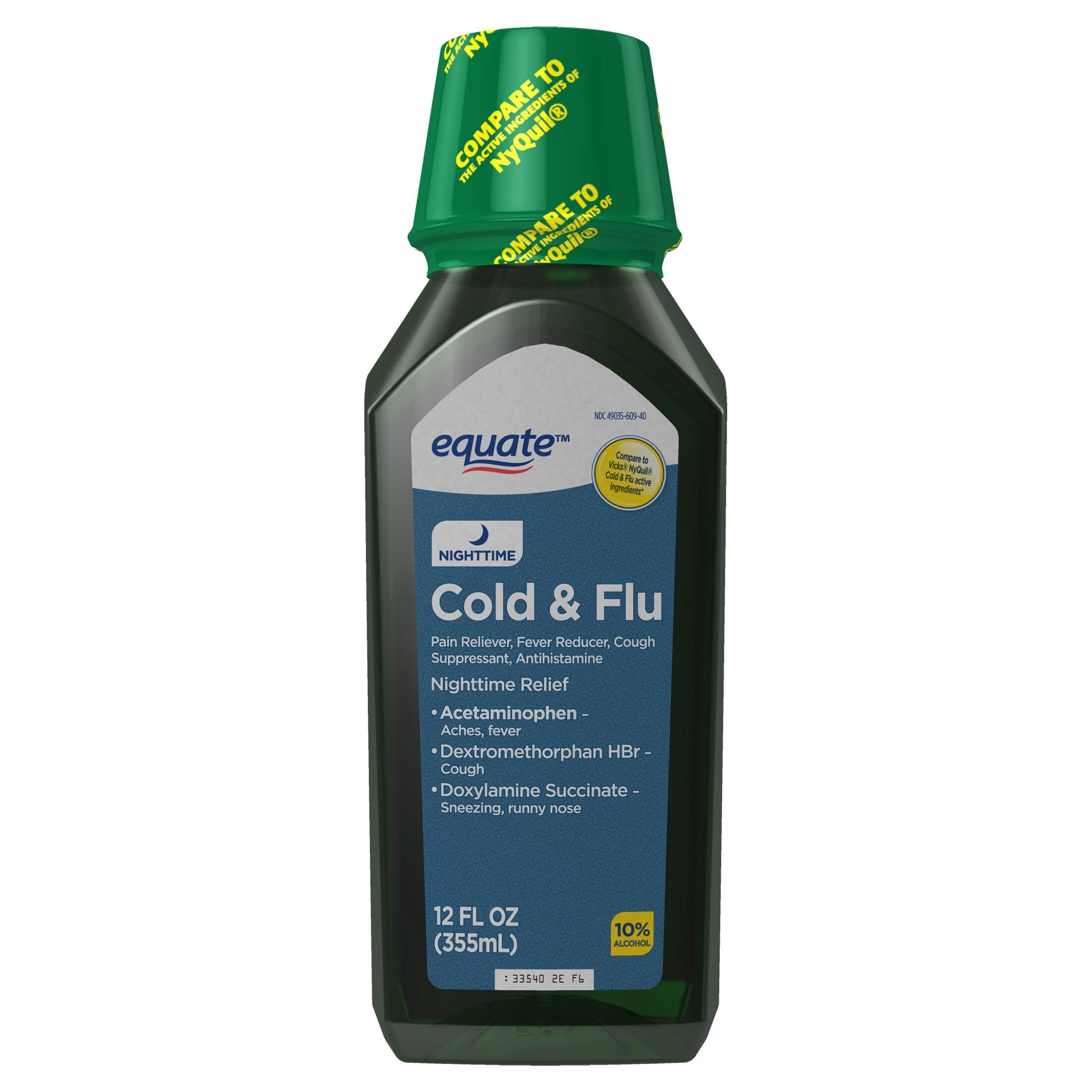 Equate Nighttime Cold Flu Relief Original Flavor 12 fl oz