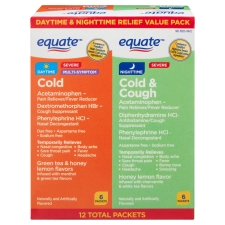 Equate Daytime and Nighttime Cold Cough Severe Relief Powder 12 Count