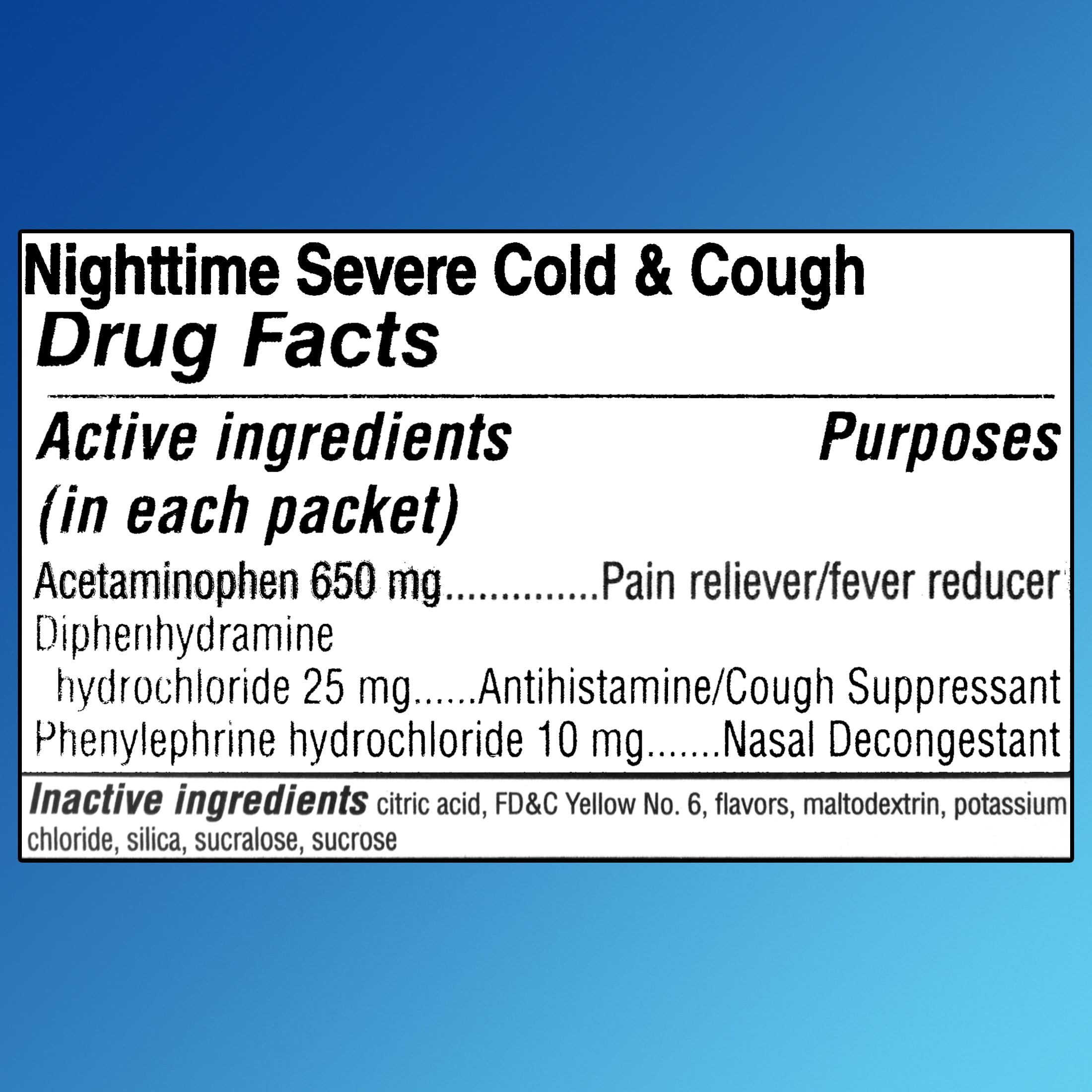 Equate Daytime and Nighttime Cold Cough Severe Relief Powder 12 Count