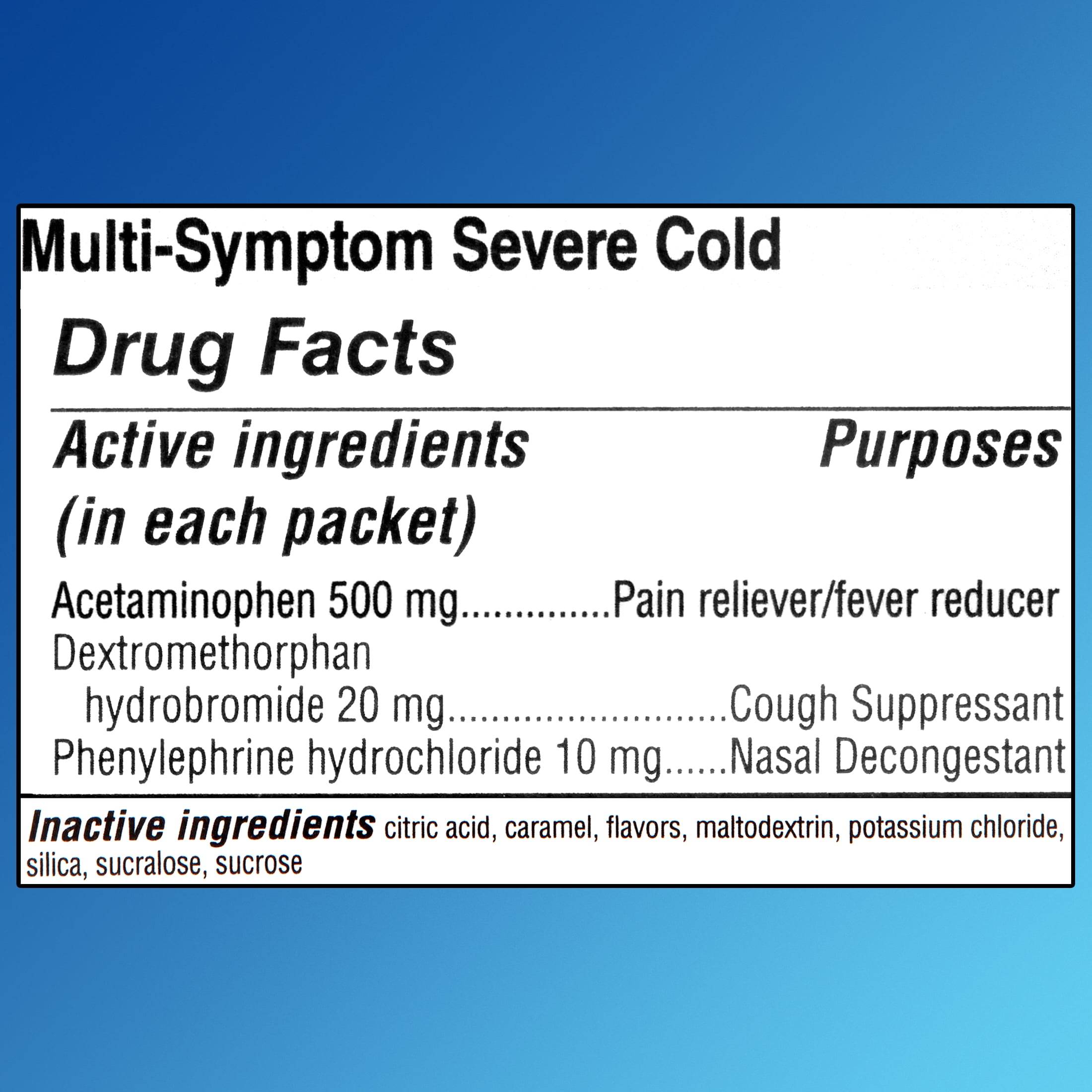 Equate Daytime and Nighttime Cold Cough Severe Relief Powder 12 Count