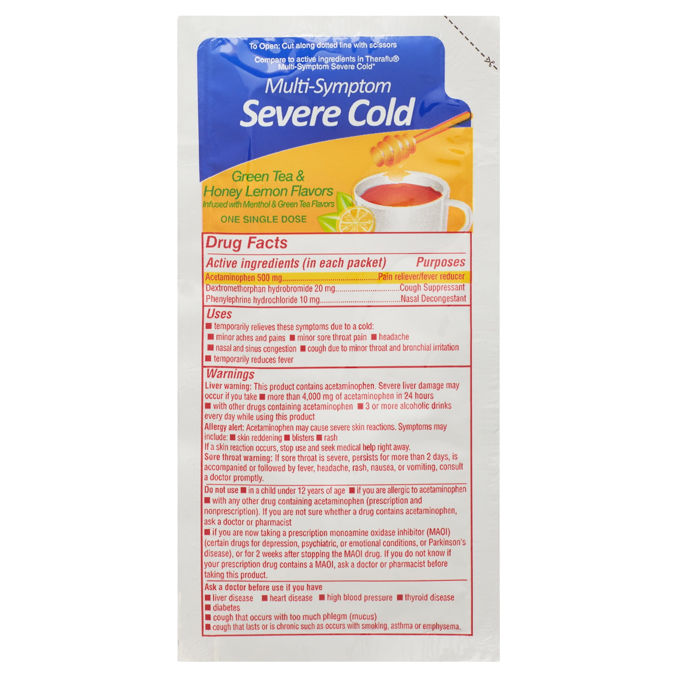 Equate Daytime and Nighttime Cold Cough Severe Relief Powder 12 Count