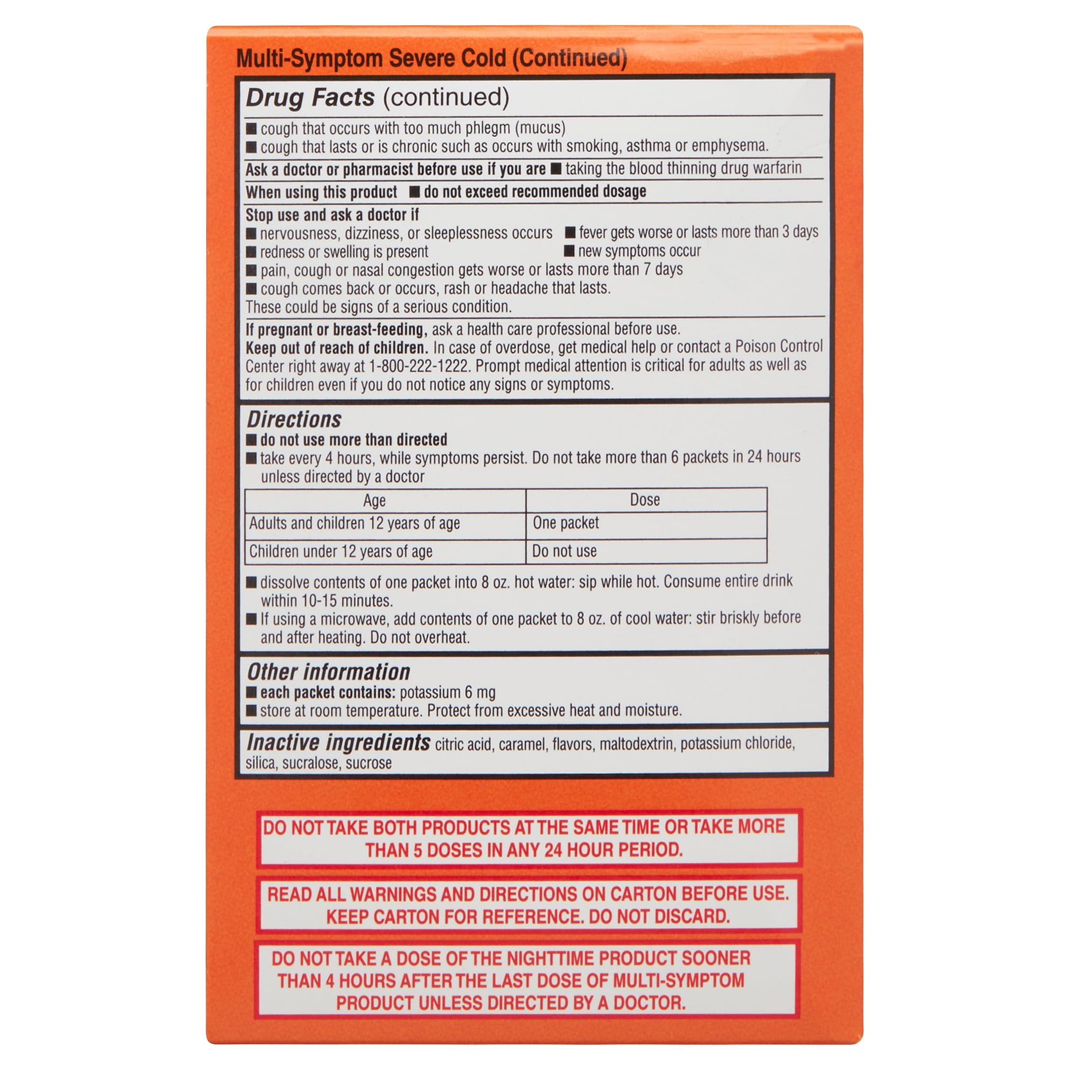 Equate Daytime and Nighttime Cold Cough Severe Relief Powder 12 Count