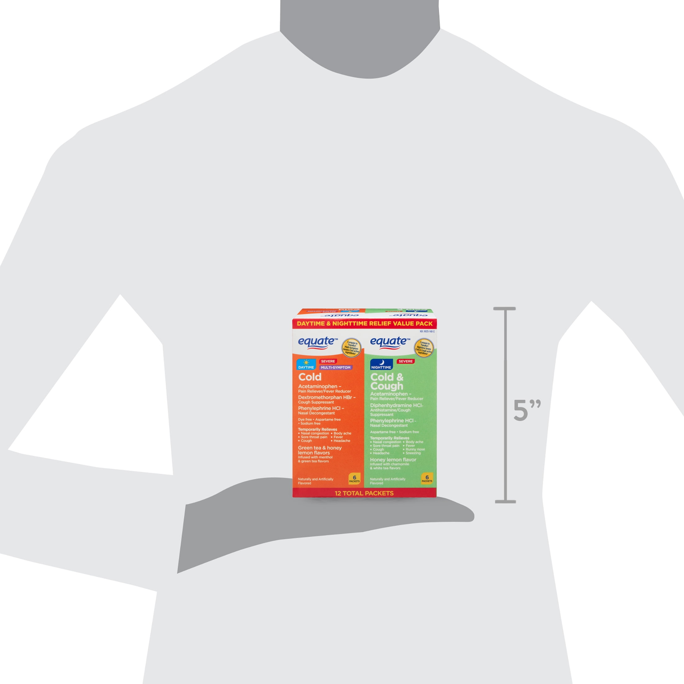 Equate Daytime and Nighttime Cold Cough Severe Relief Powder 12 Count
