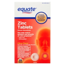 Equate Zinc Citrus Chewables 25 Count for Immune Support