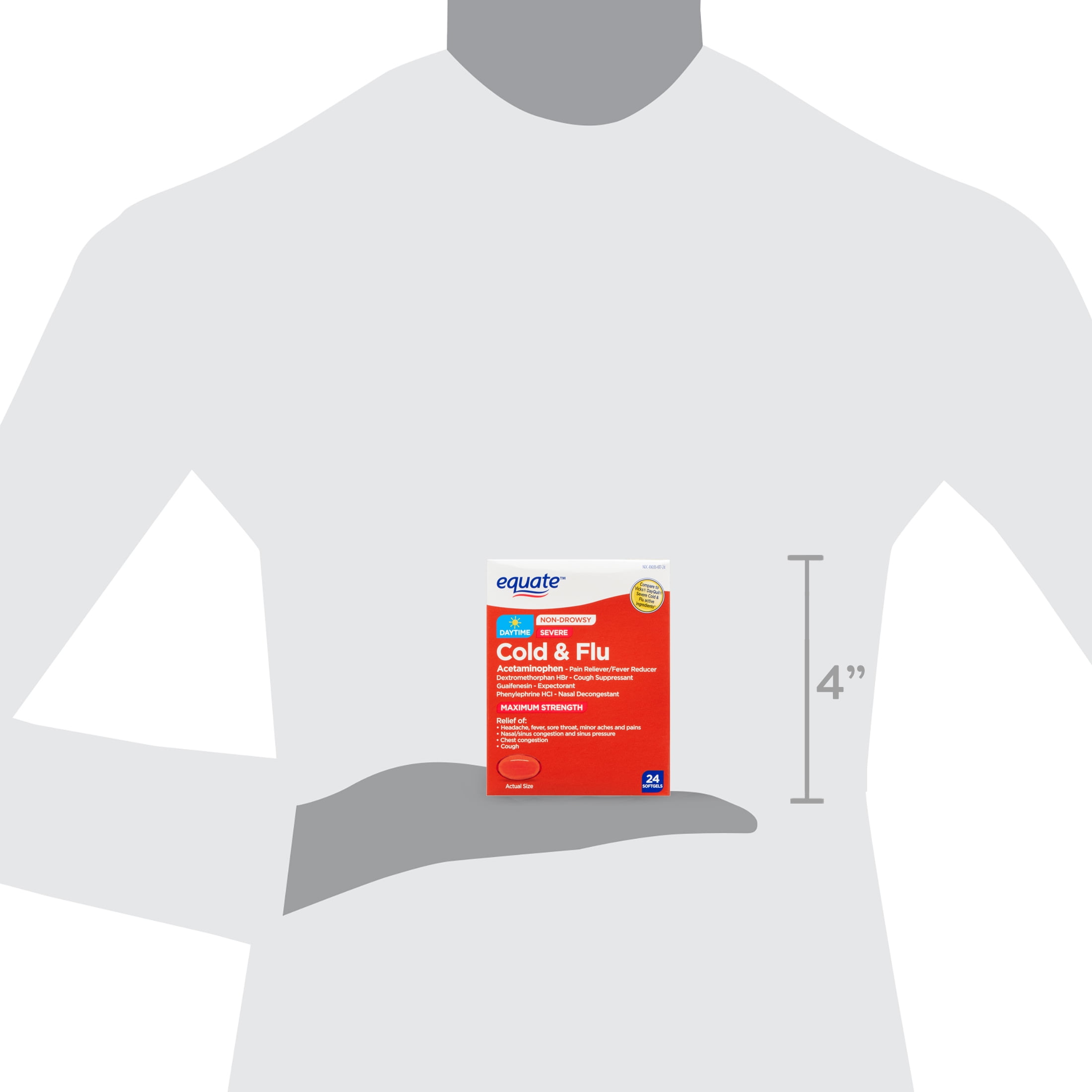 Equate Daytime Cold Flu Softgels Maximum Strength Acetaminophen 24 Count