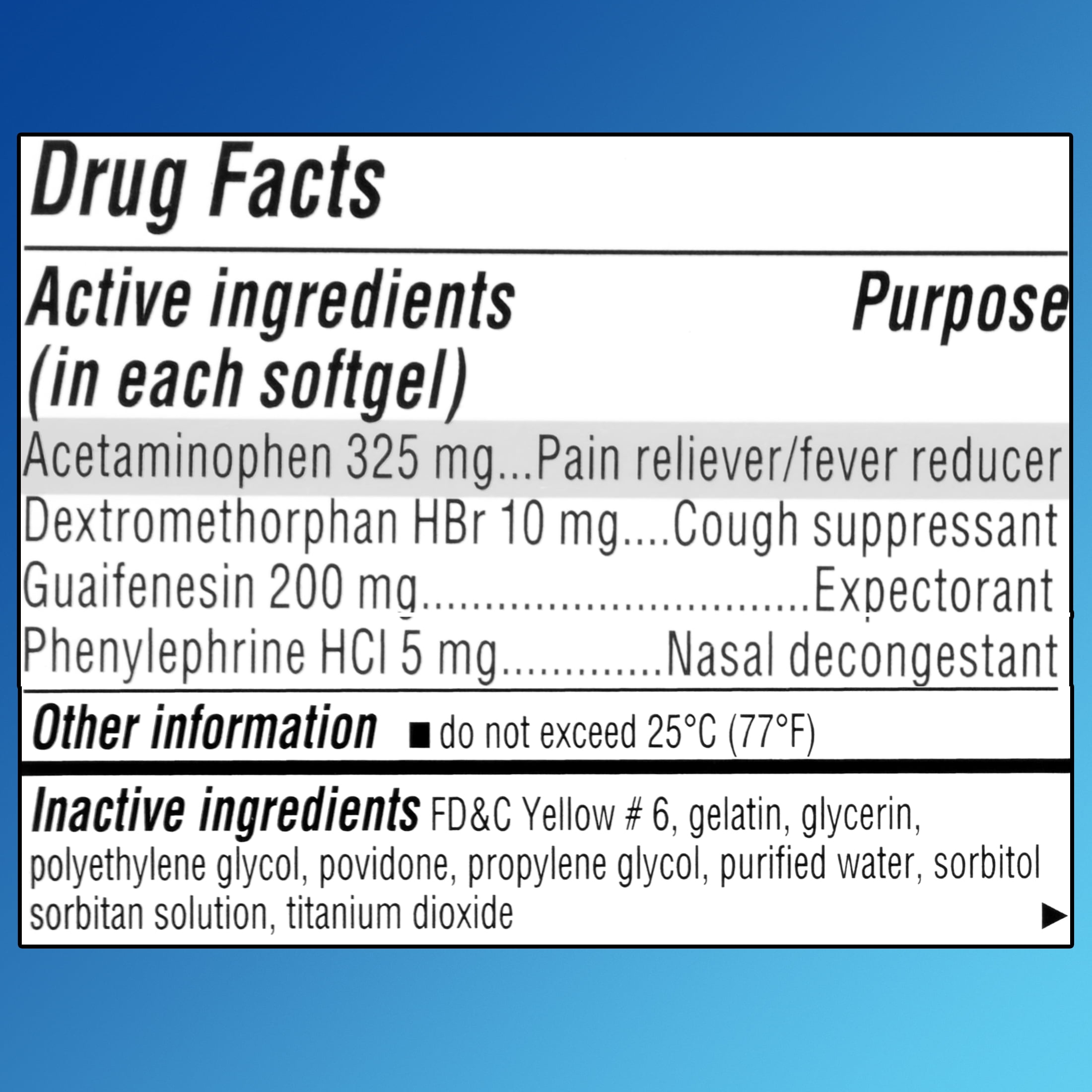 Equate Daytime Cold Flu Softgels Maximum Strength Acetaminophen 24 Count