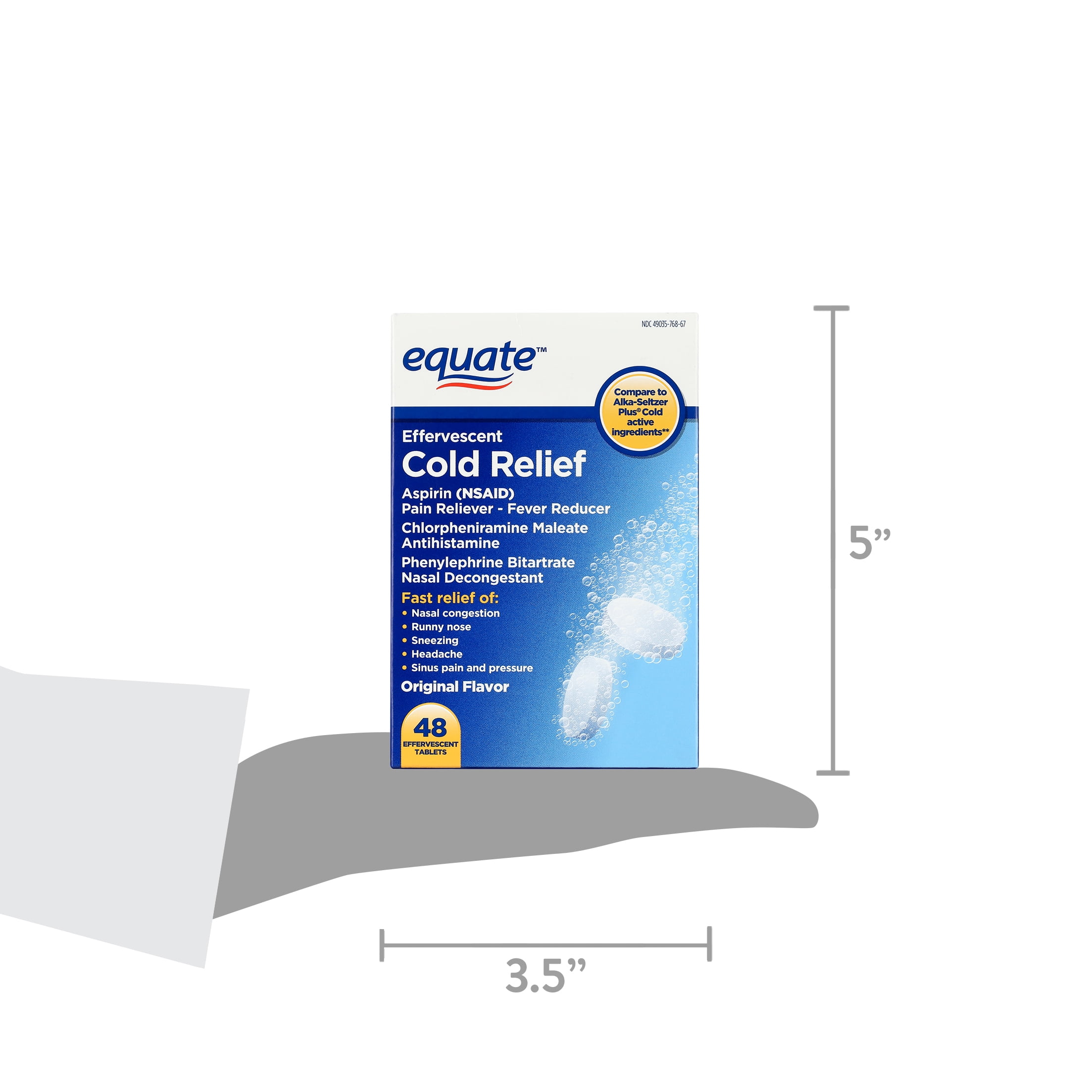 Equate Effervescent Cold Relief 48 Tablets for Fast Relief