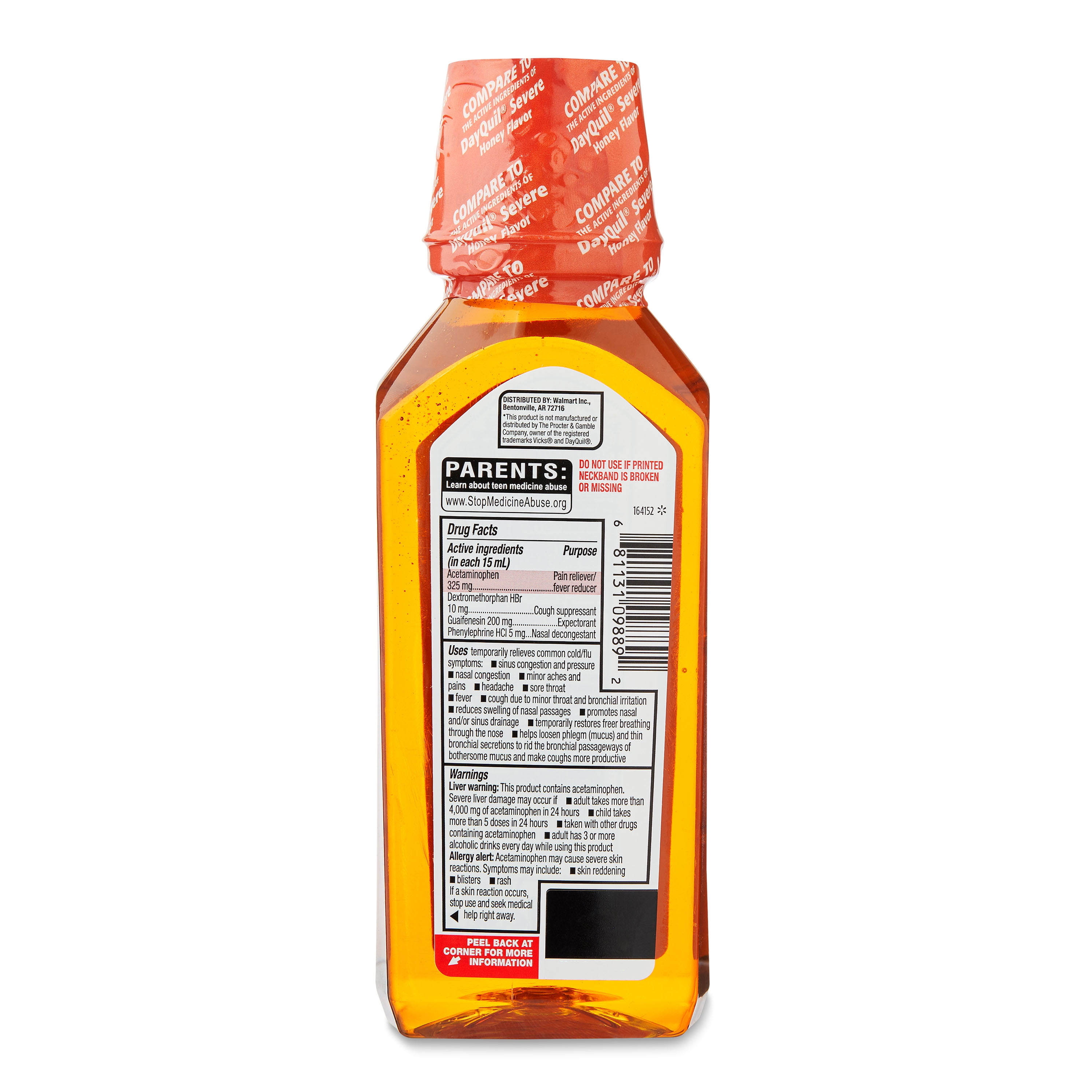 Equate Daytime Severe Cold Flu Honey Liquid 12 fl oz