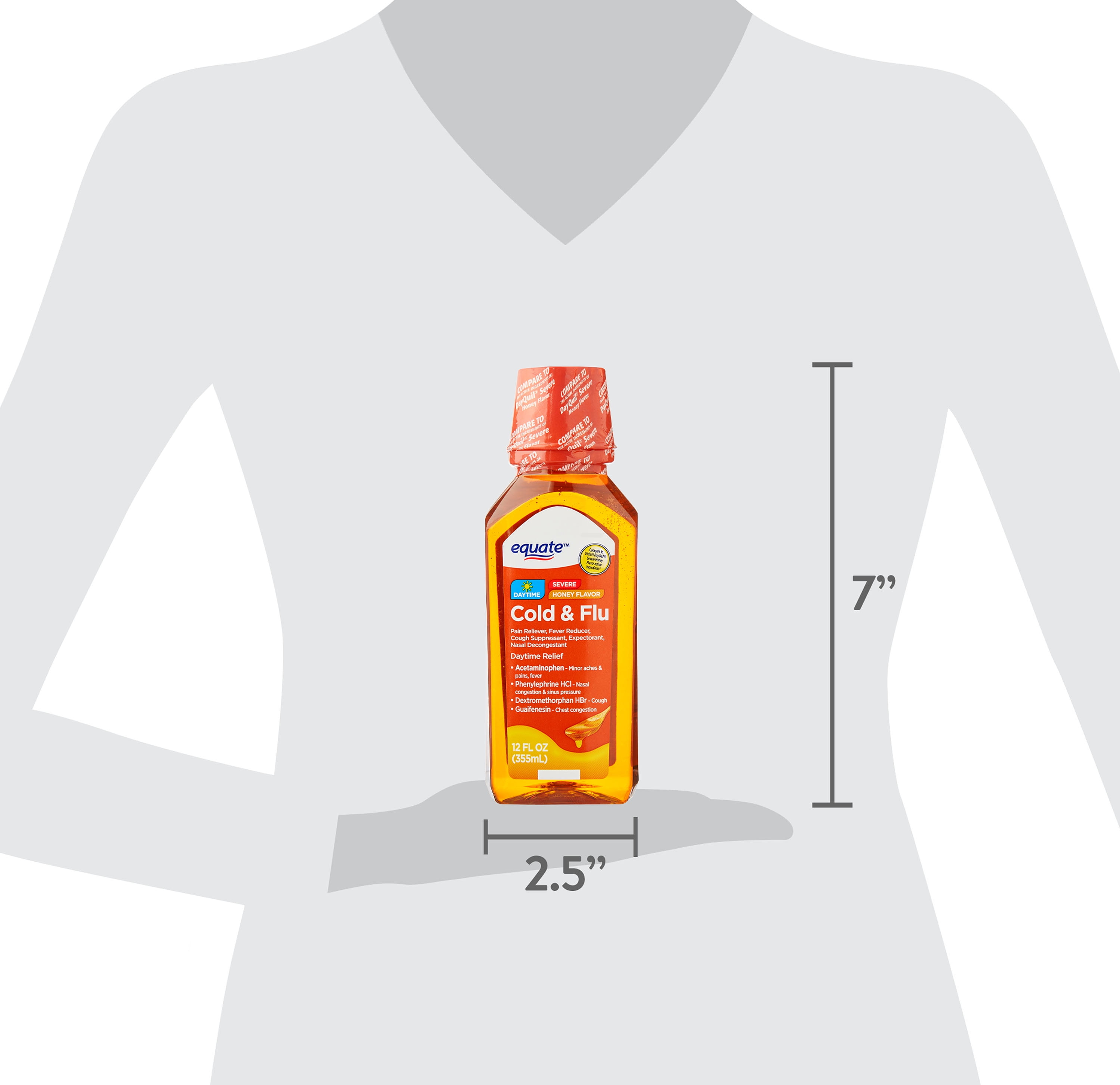 Equate Daytime Severe Cold Flu Honey Liquid 12 fl oz