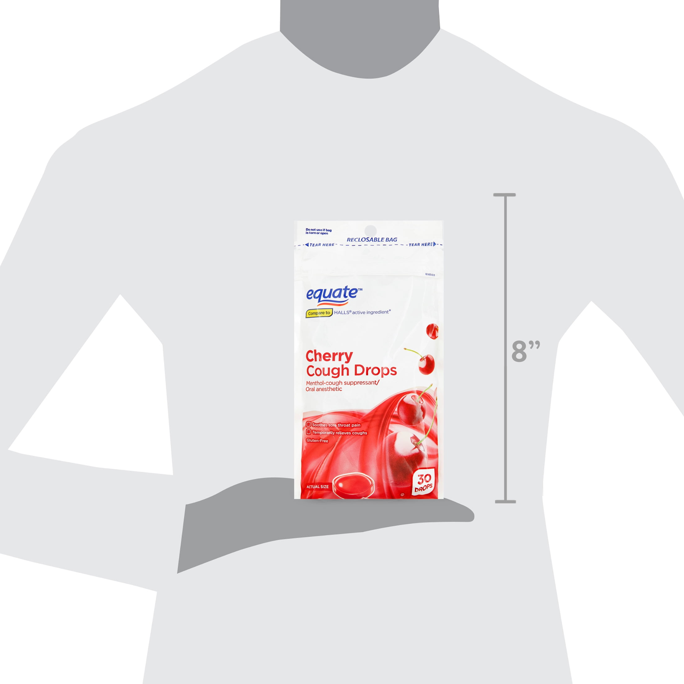 Equate Cherry Menthol Cough Drops 30 Count