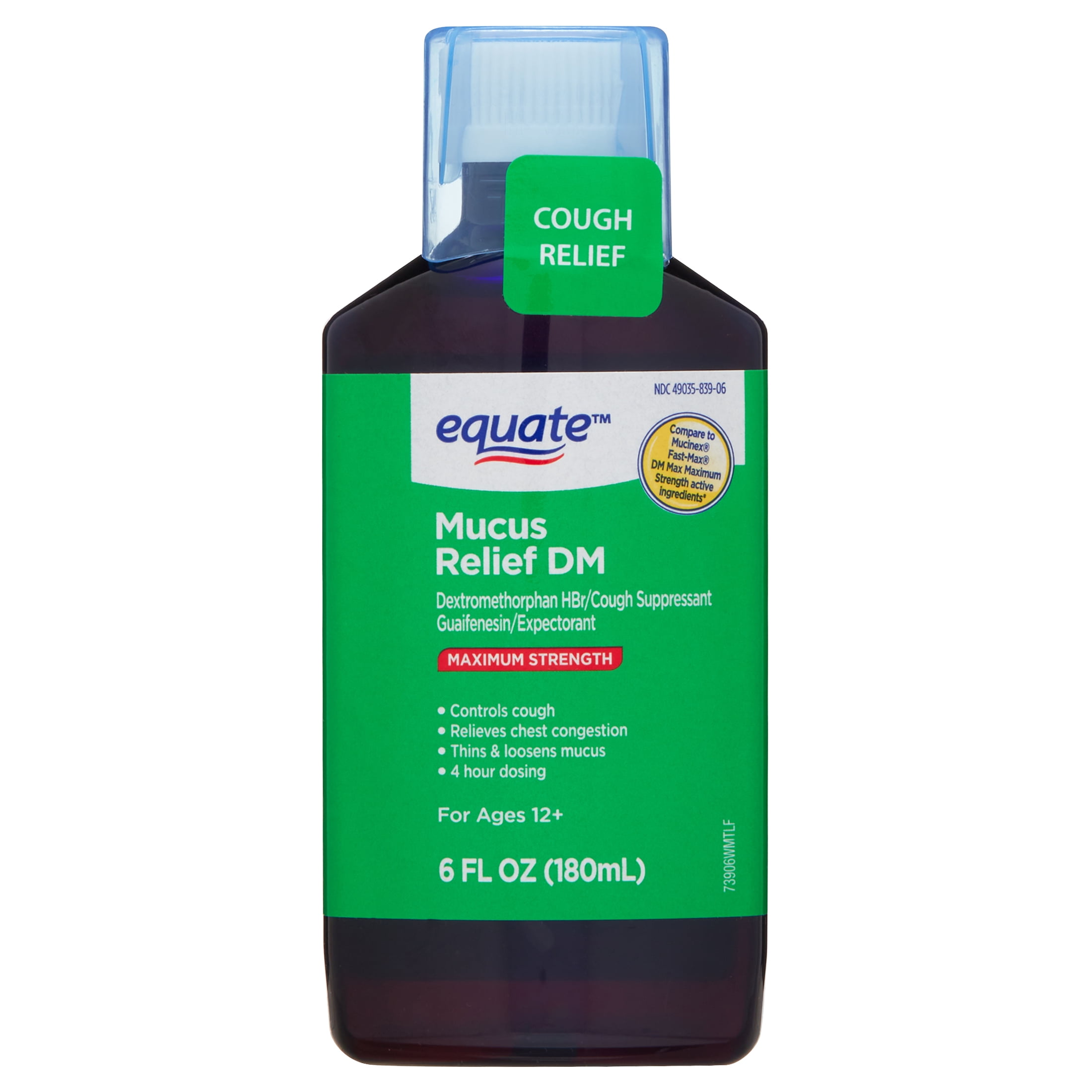 Equate Mucus Relief DM Liquid Cough Suppressant Expectorant 6 fl oz