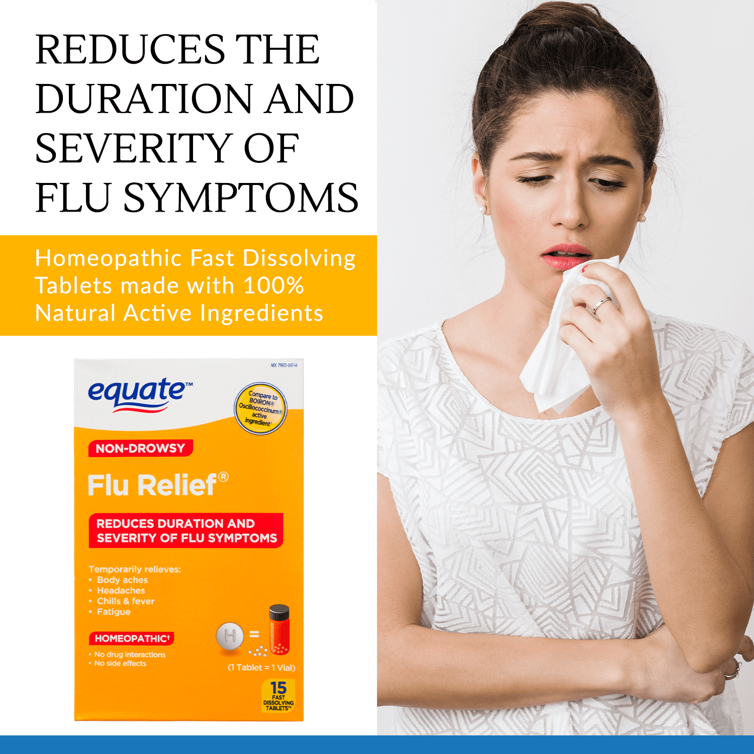 Equate Non Drowsy Flu Relief Fast Dissolving Tablets Herbal Remedies 15 Count