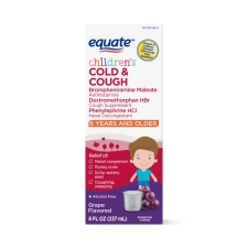Equate Kids Cold Cough Red Grape Flavor 8 oz Bottle