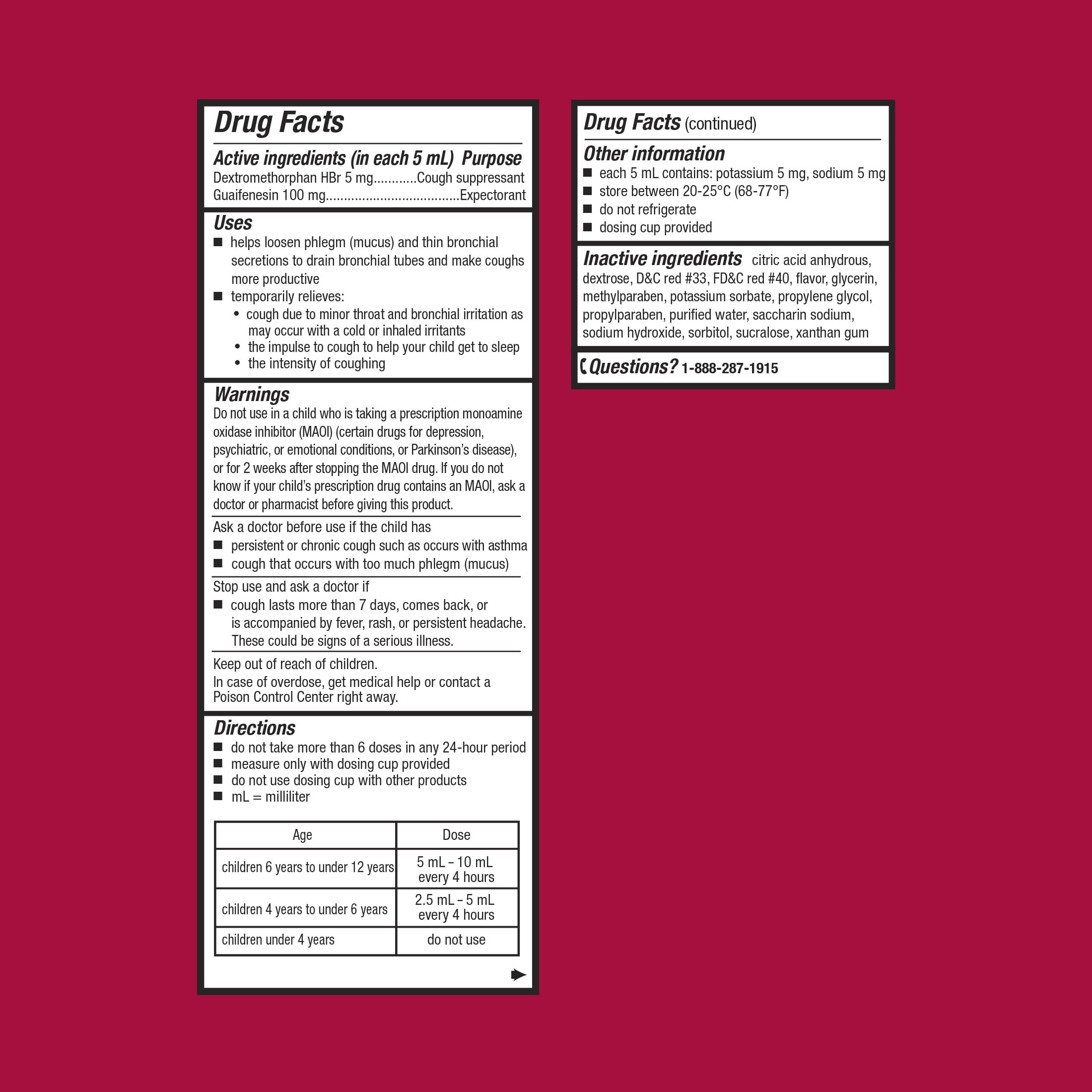 Equate Childrens Cough Liquid Cherry Flavor 4 fl oz