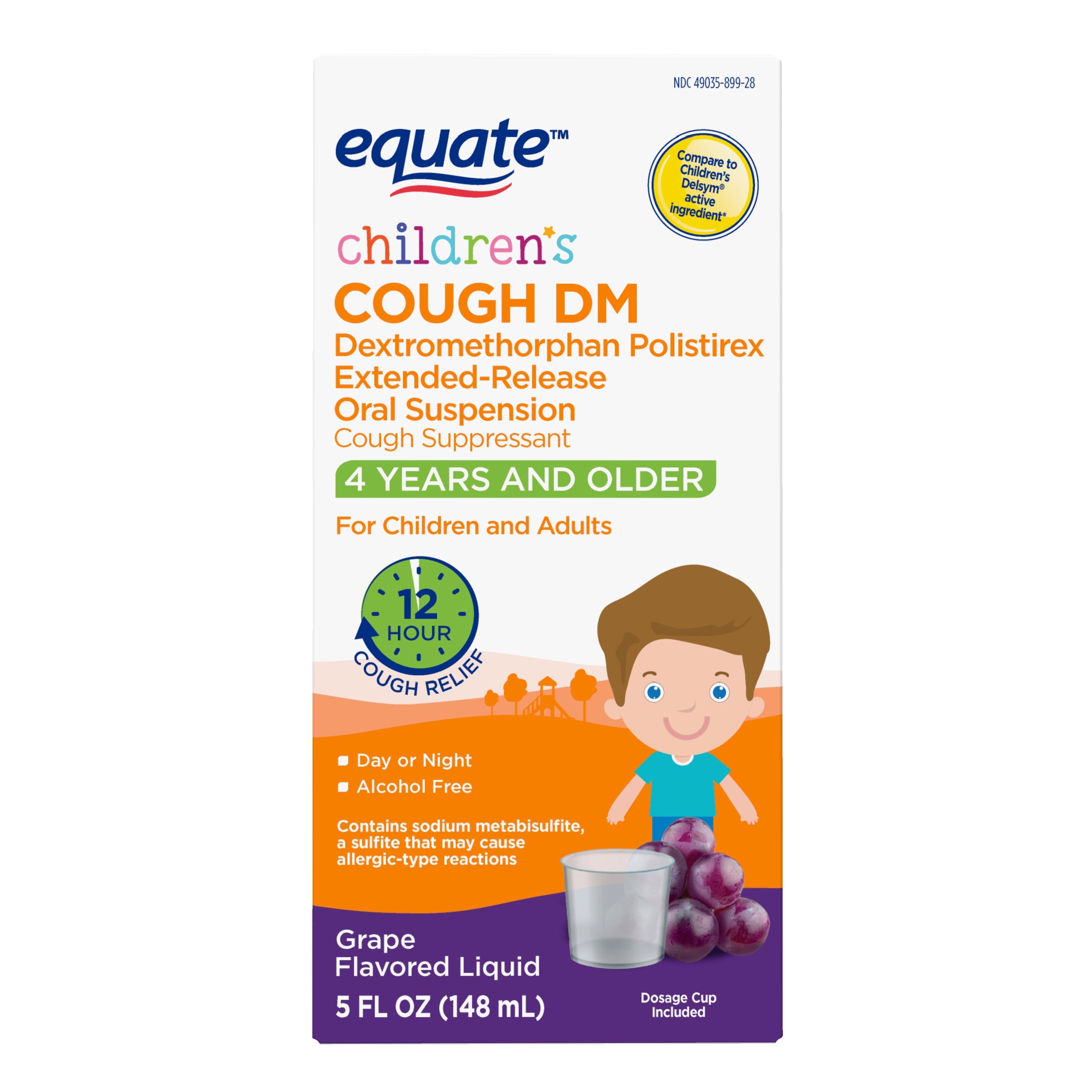 Equate Childrens 12 Hour Cough Relief DM Liquid Grape 5 oz