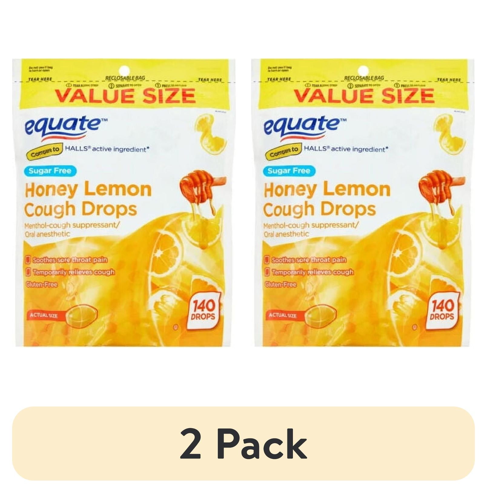 Equate Sugar Free Honey Lemon Cough Drops 140 Count Pack of 2