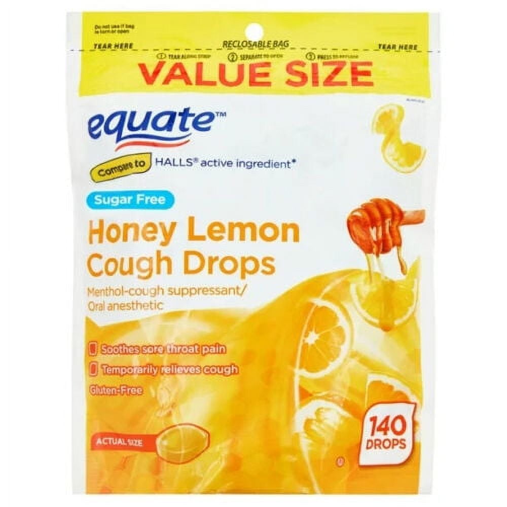 Equate Sugar Free Honey Lemon Cough Drops 140 Count Pack of 2