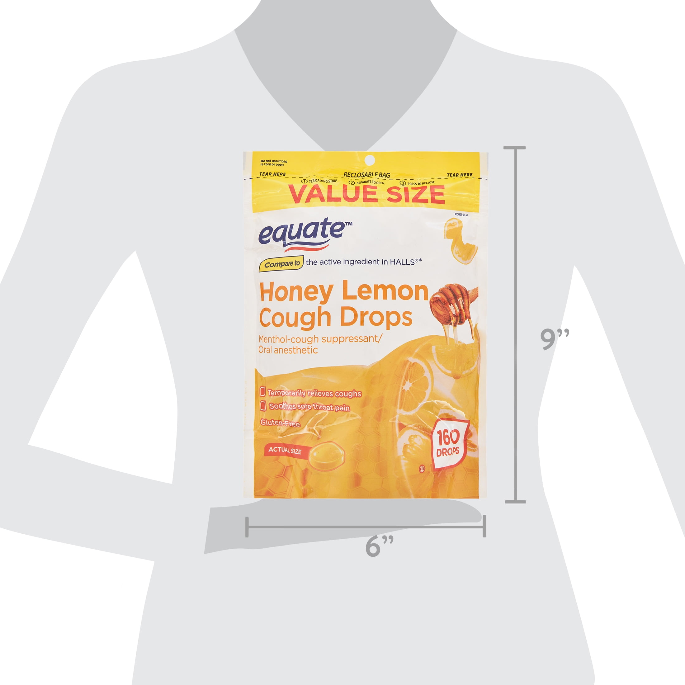 Equate Sugar Free Honey Lemon Cough Drops 140 Count Pack of 2