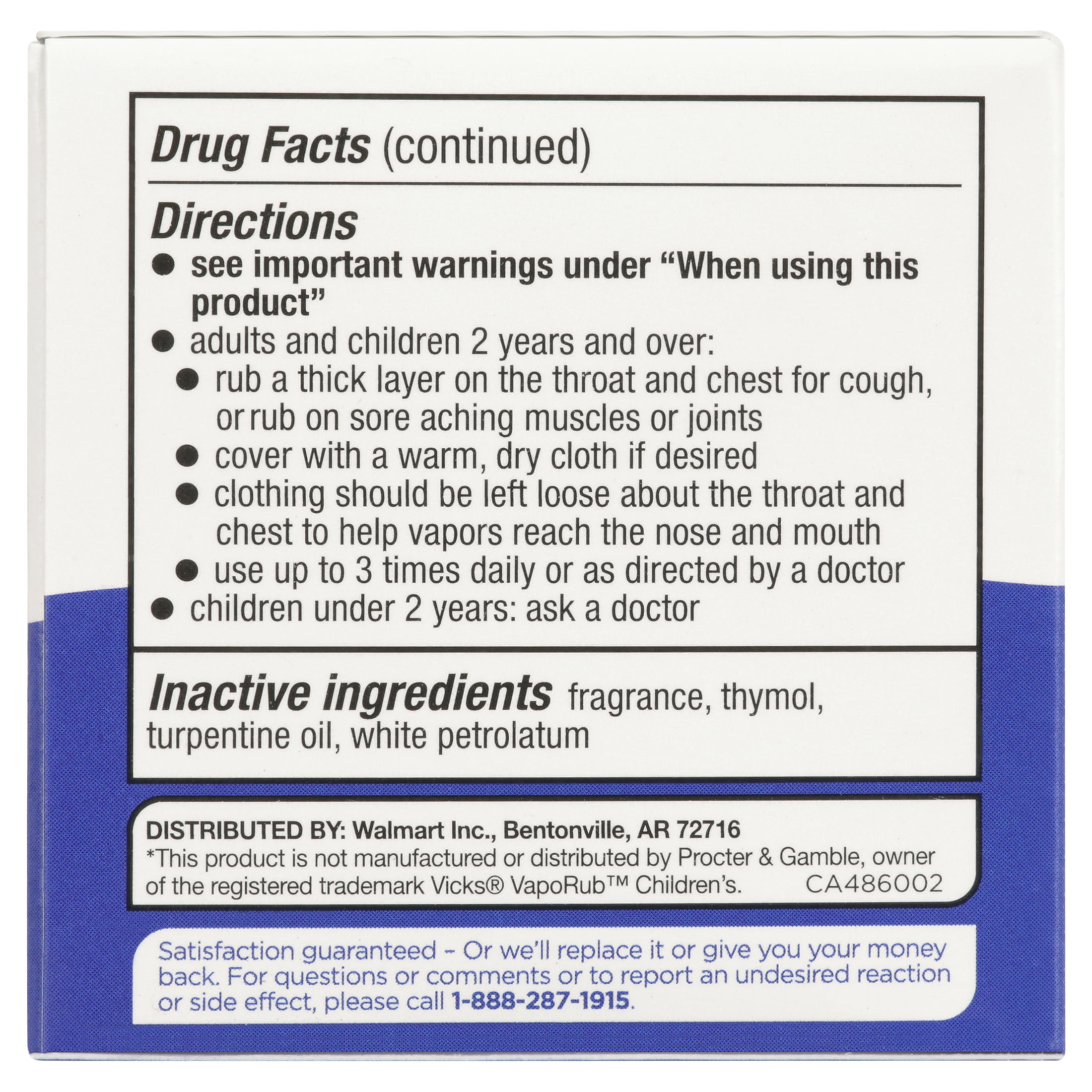 Equate Childrens Vaporizing Rub Ointment 1.76 oz for Quick Relief