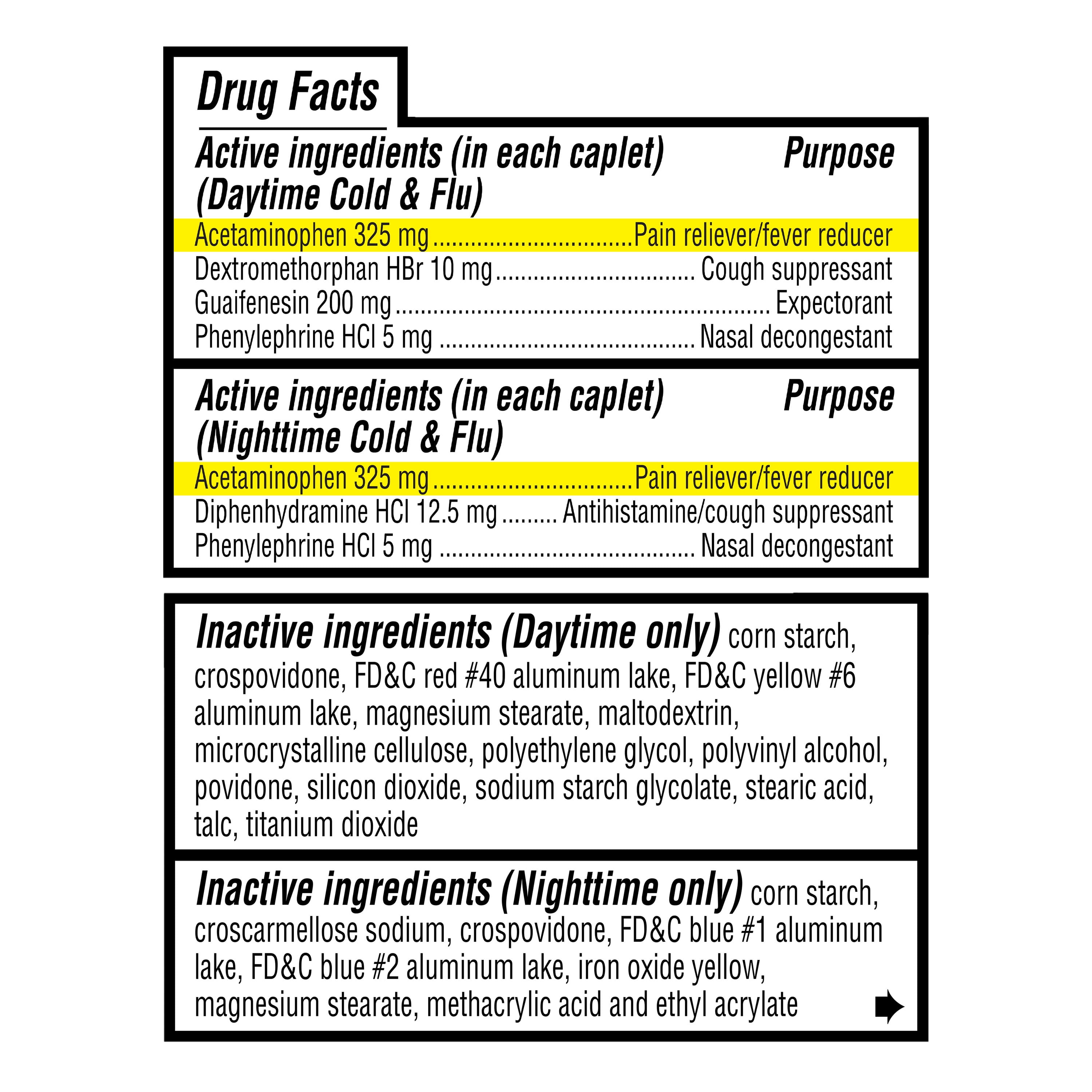 Equate Maximum Strength Daytime Nighttime Multi-Symptom Cold Caplets 20 Count